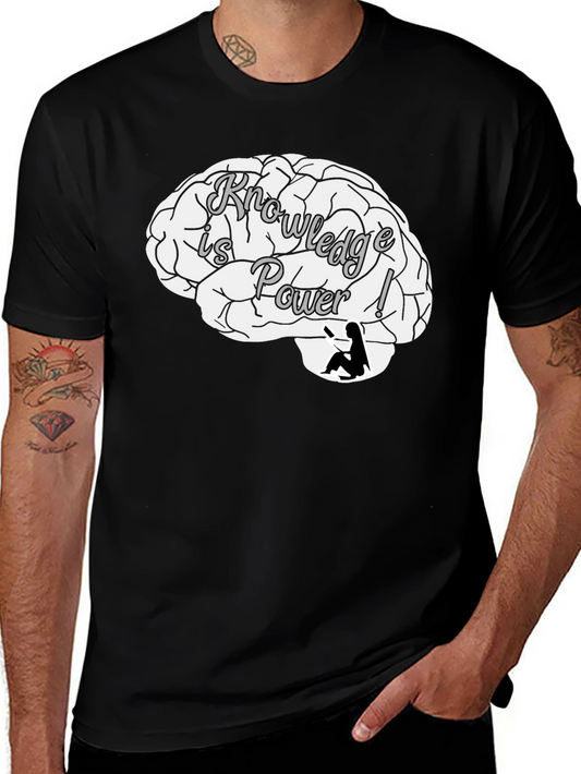 Knowledge is Power Brain Graphic T-Shirt