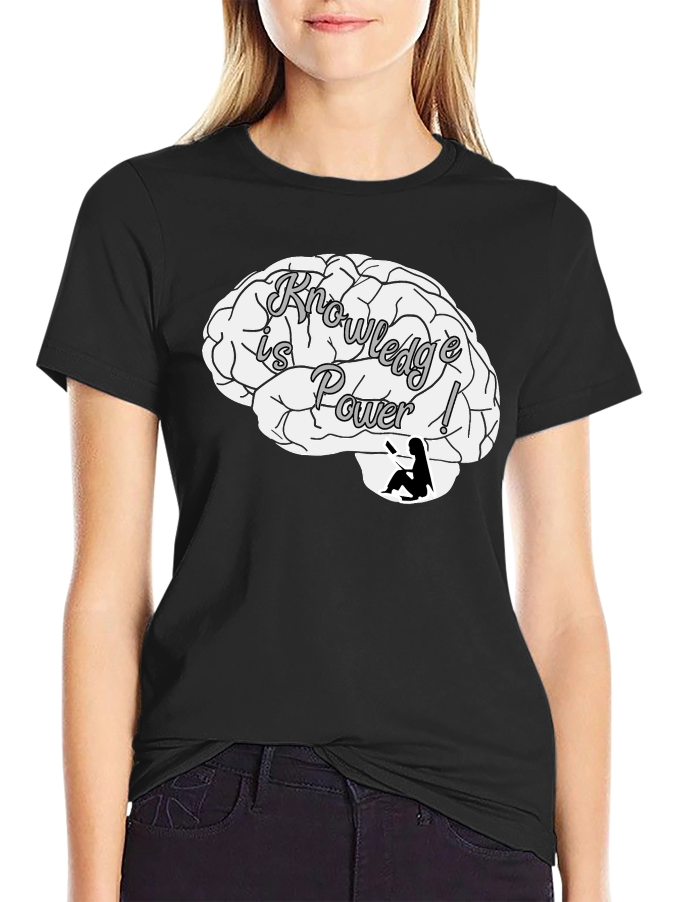 Knowledge is Power Brain Graphic T-Shirt
