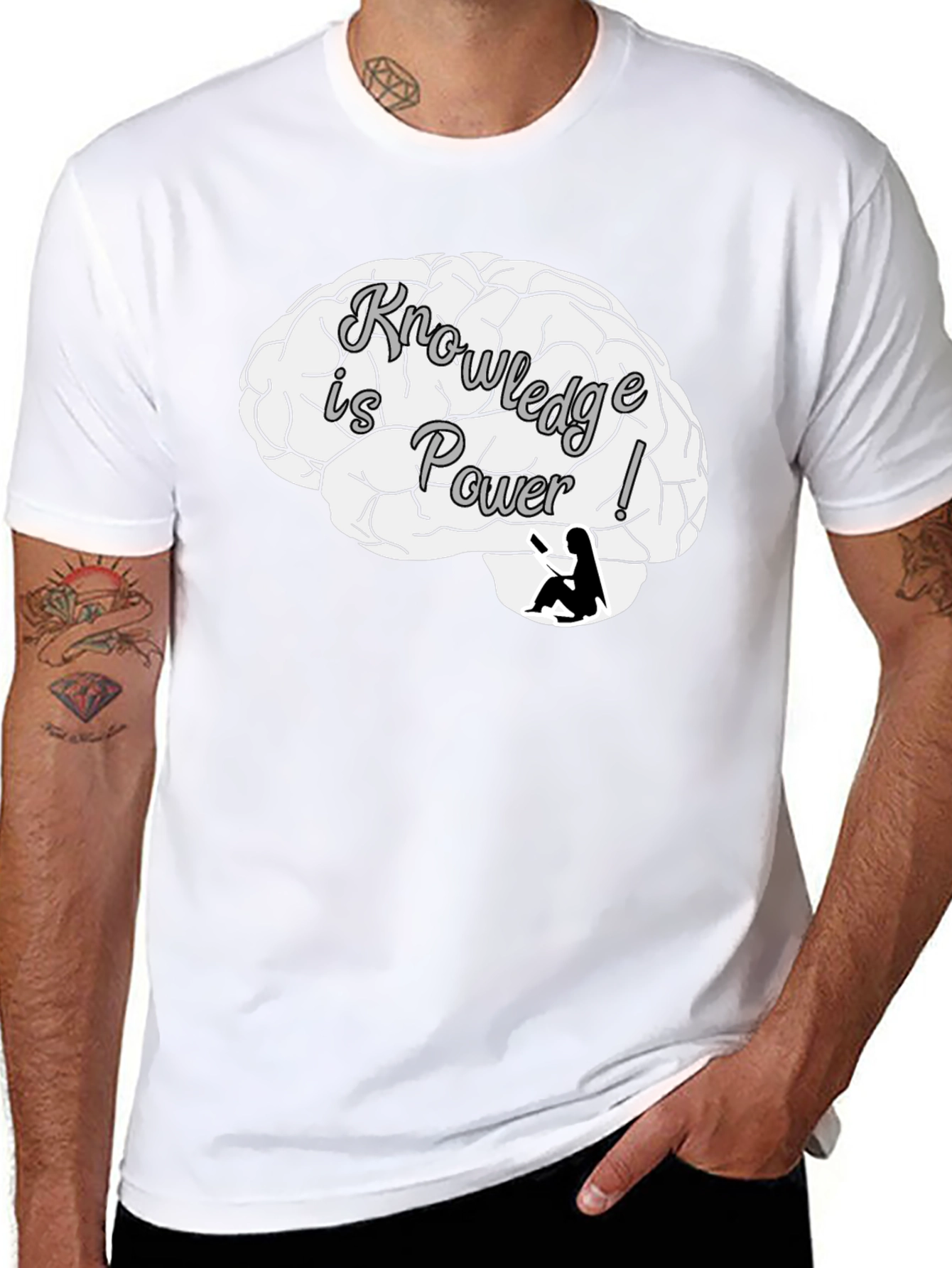 Knowledge is Power Brain Graphic T-Shirt