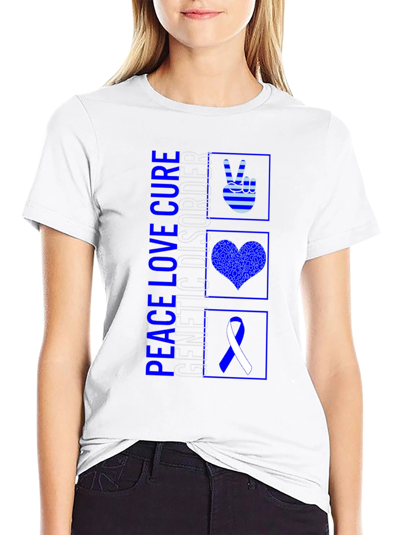 Peace Love Cure Genetic Disorder Awareness T-Shirt