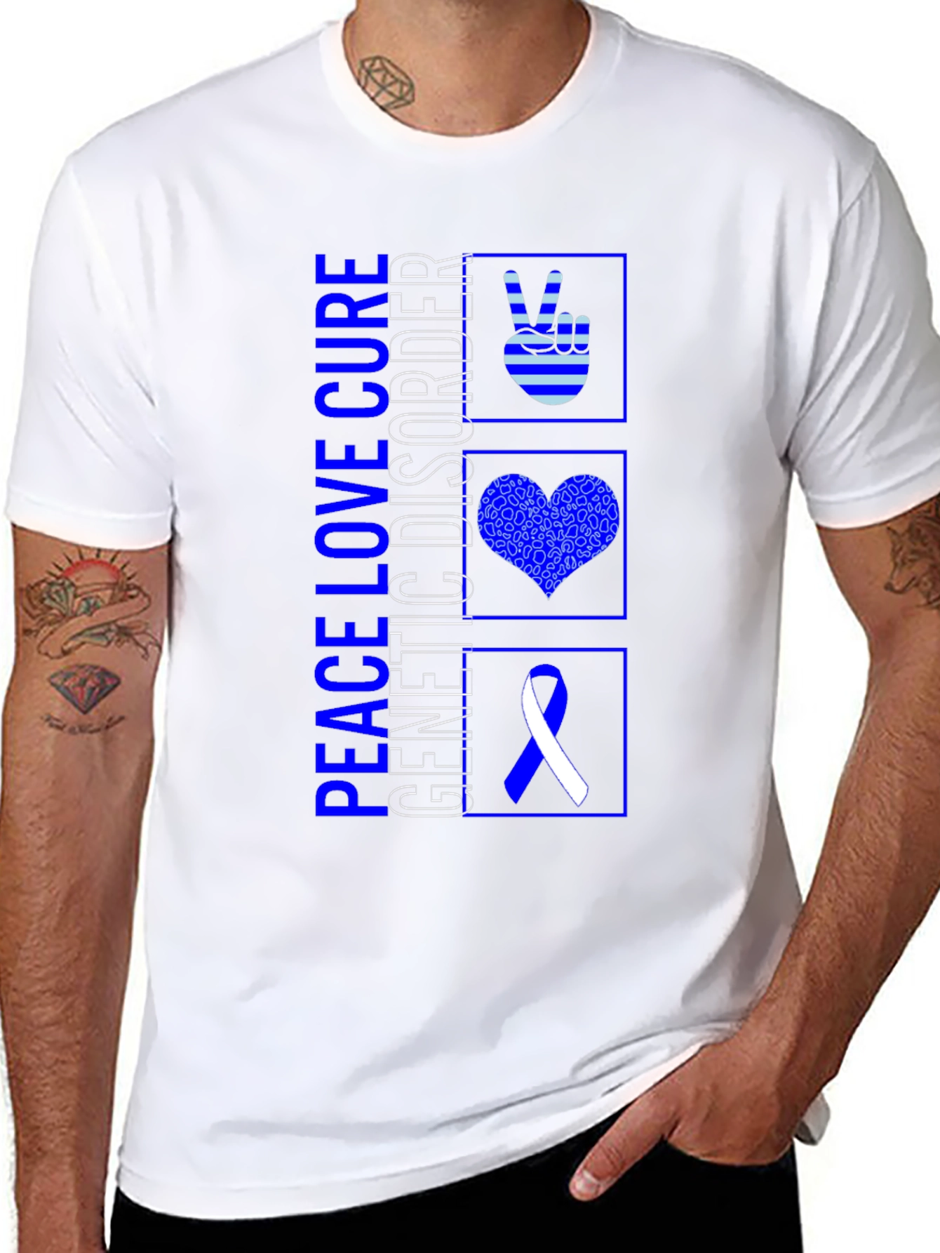 Peace Love Cure Genetic Disorder Awareness T-Shirt
