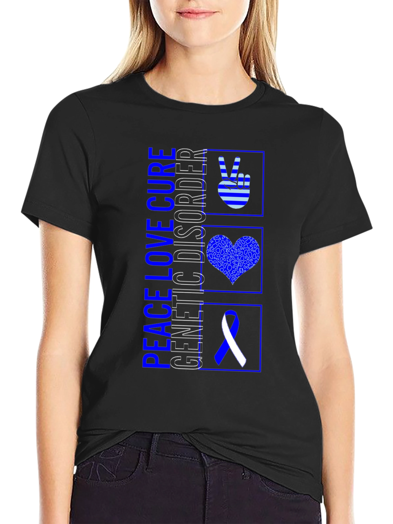 Peace Love Cure Genetic Disorder Awareness T-Shirt