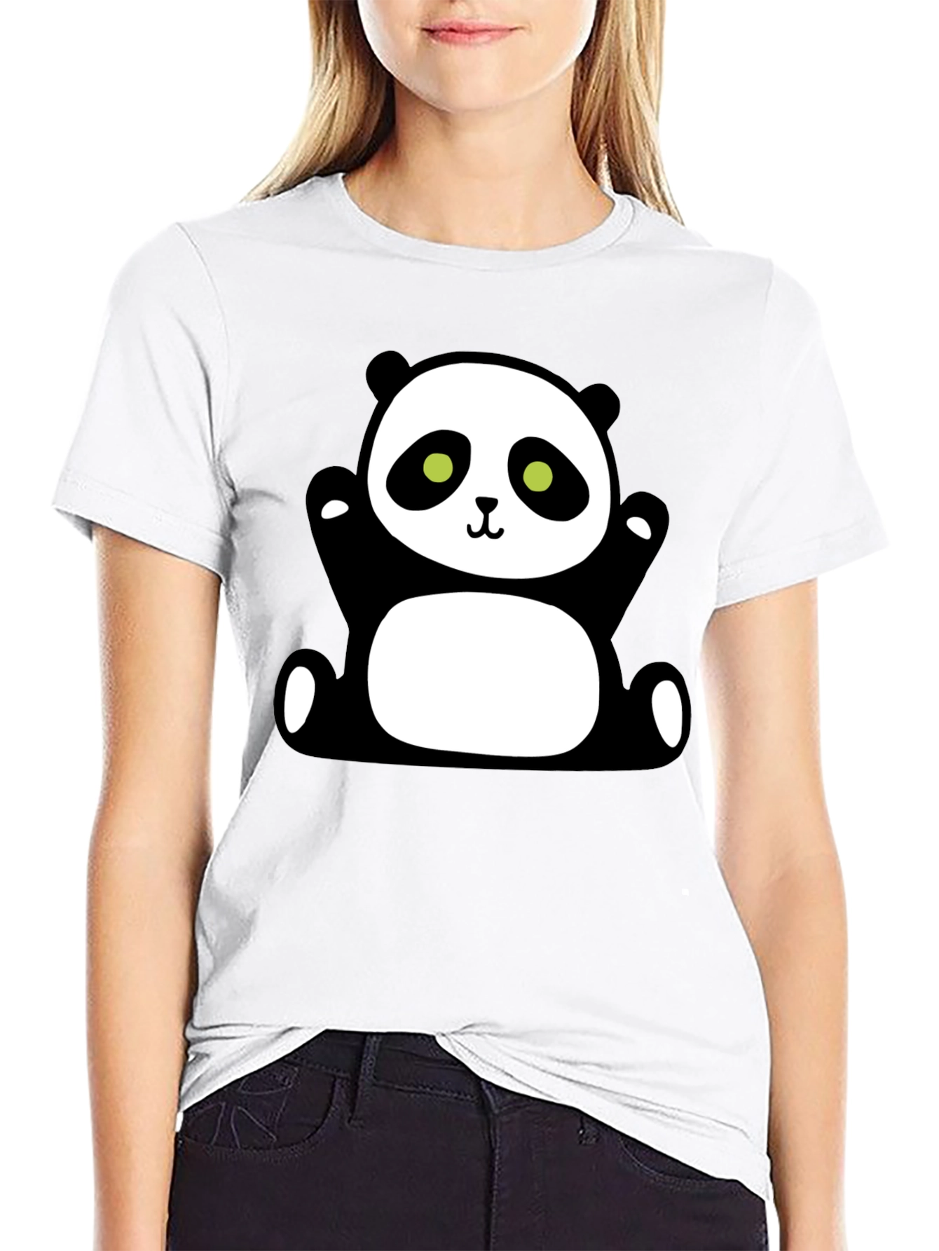 Cute Panda Graphic T-Shirt - Black