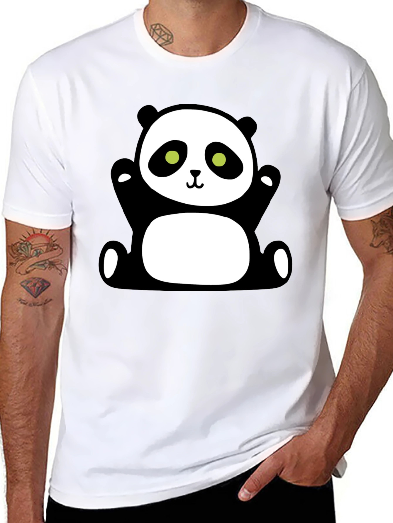 Cute Panda Graphic T-Shirt - Black