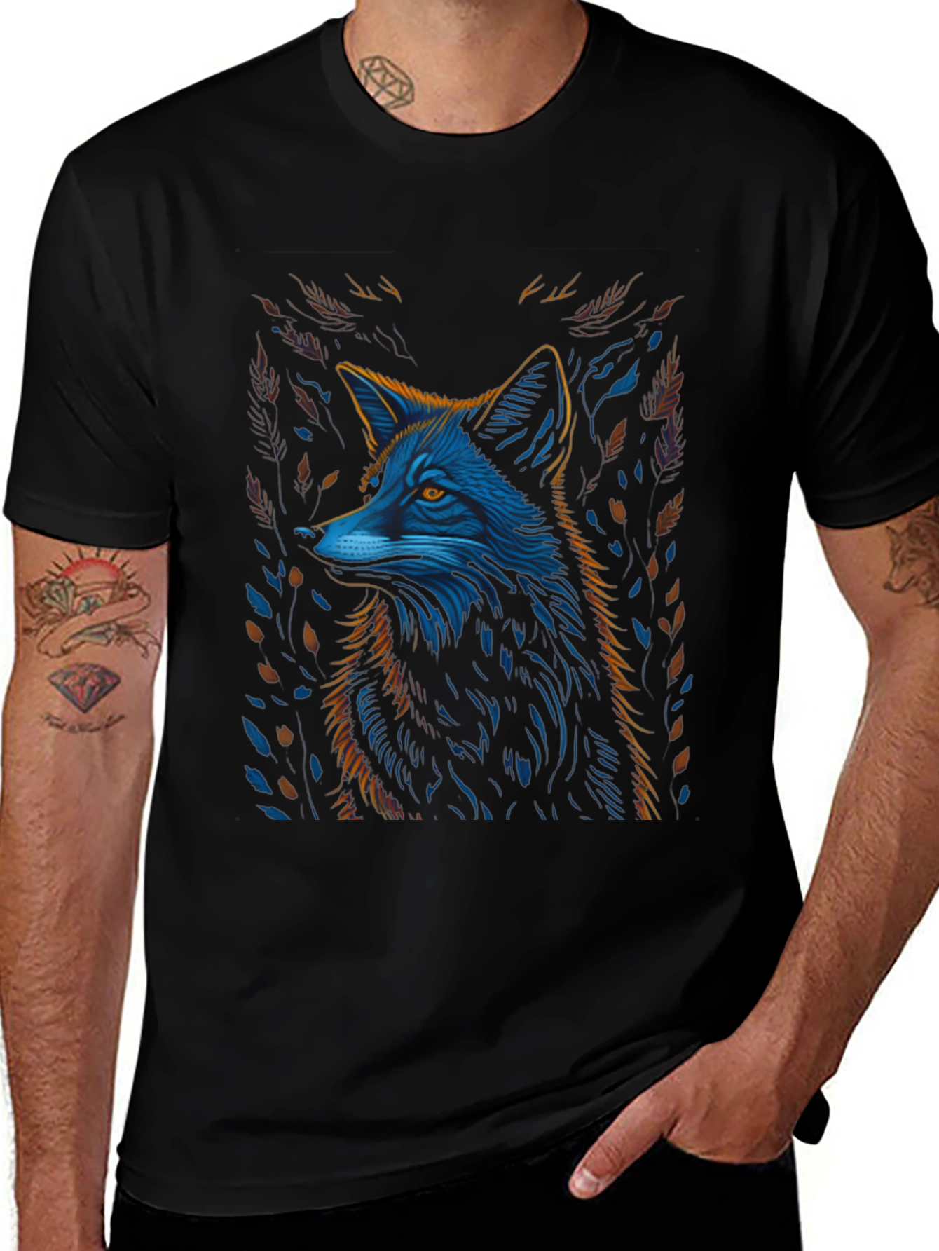 Fox Graphic Black T-Shirt - Stylish Animal Tee