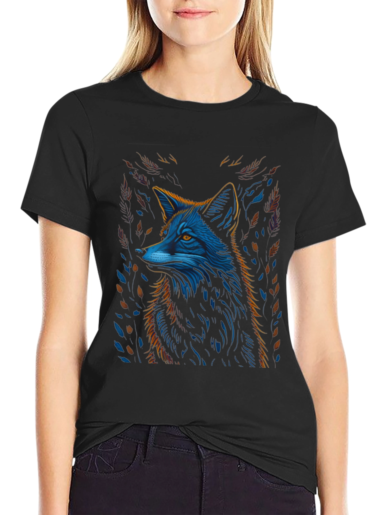 Fox Graphic Black T-Shirt - Stylish Animal Tee