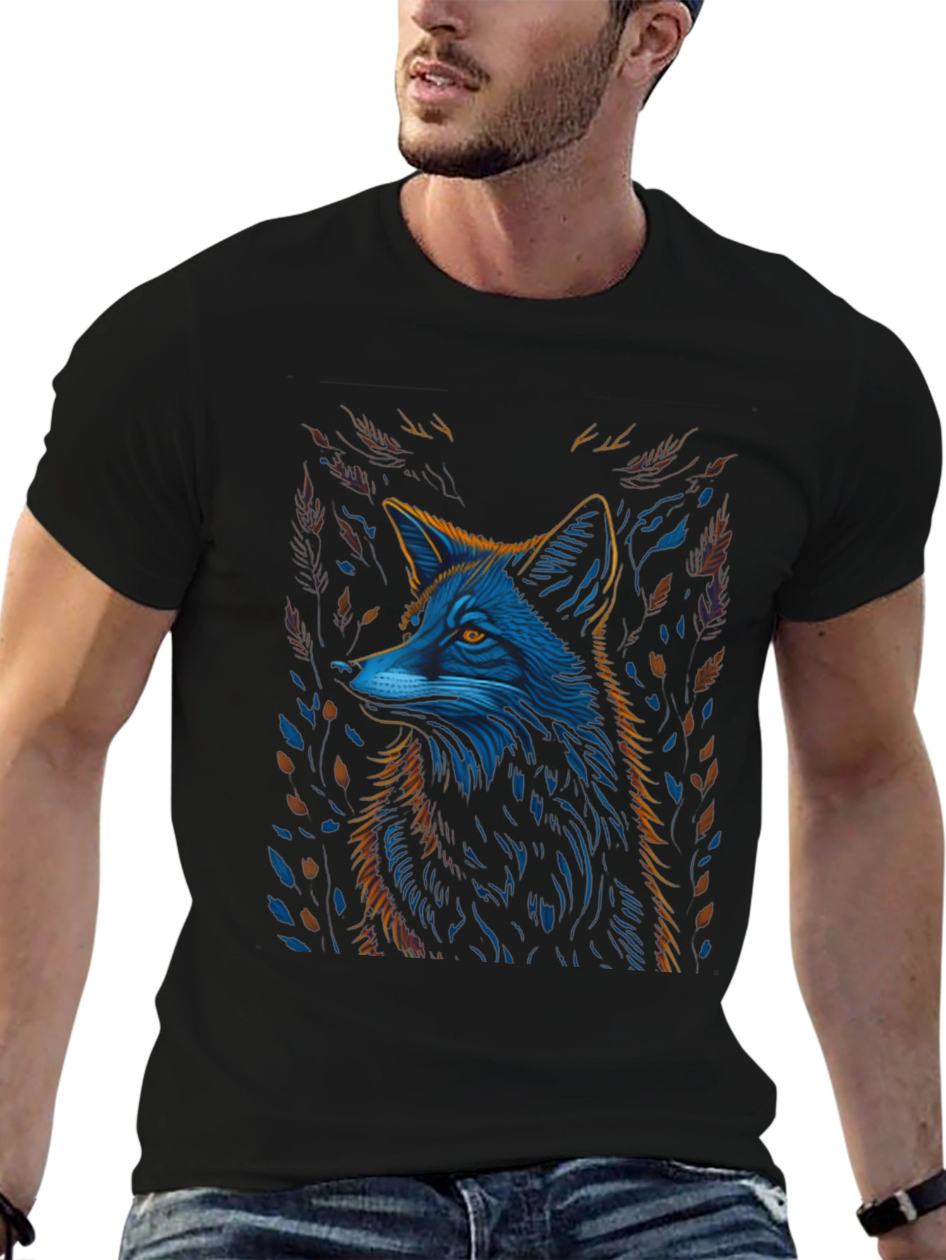 Fox Graphic Black T-Shirt - Stylish Animal Tee