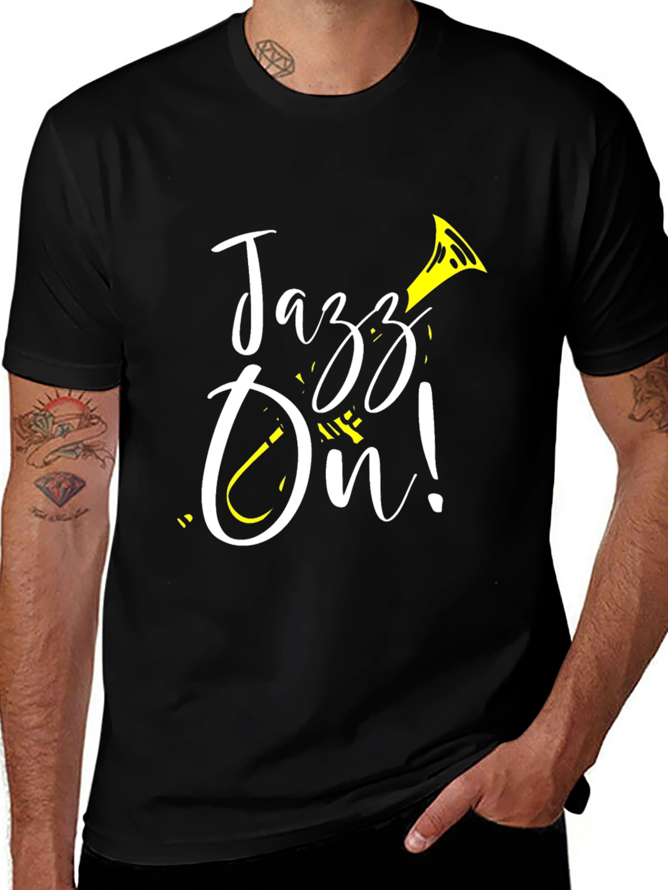 Jazz On! Black Graphic T-Shirt
