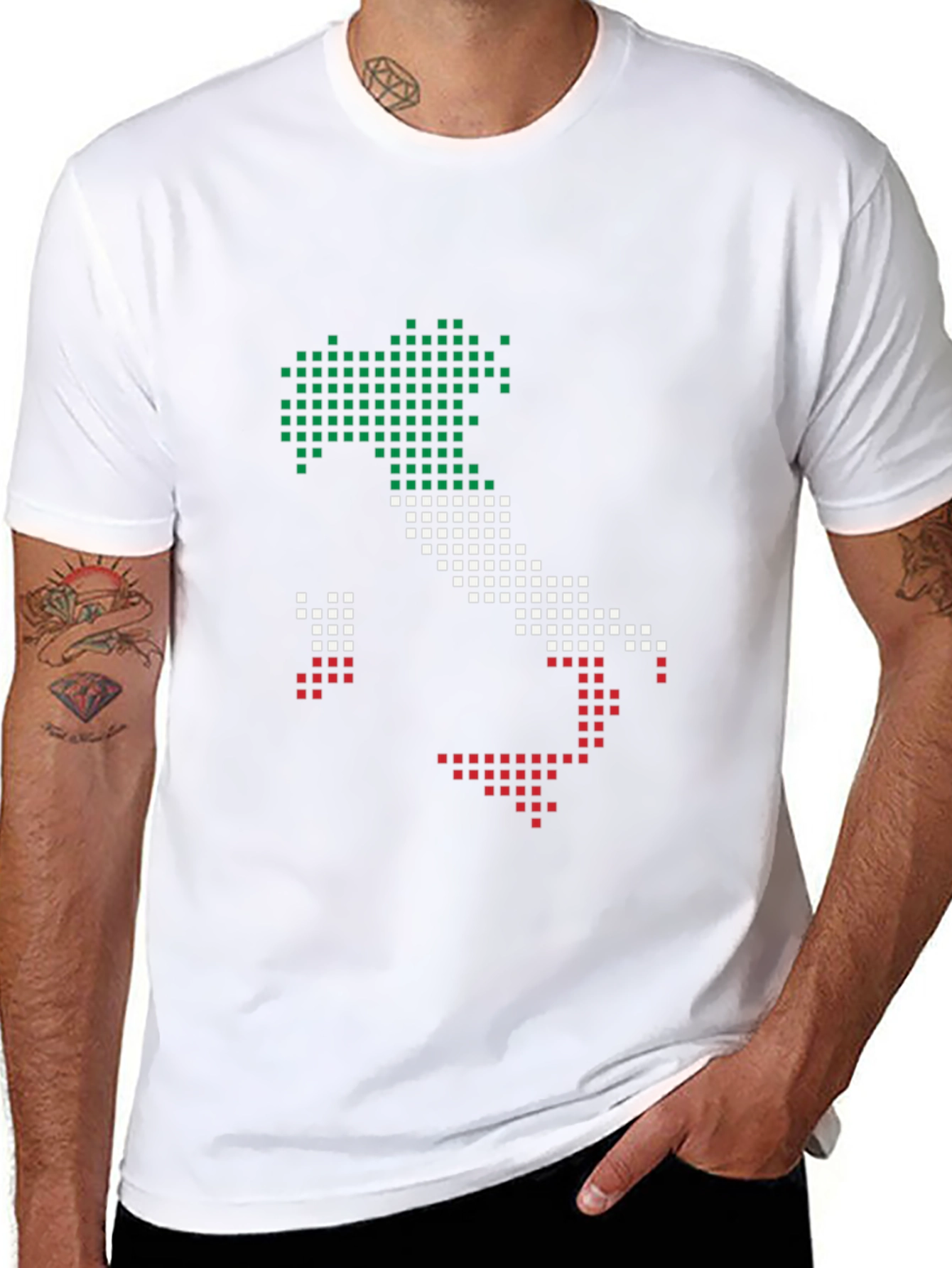 Italy Map Pixel Art T-Shirt - Black
