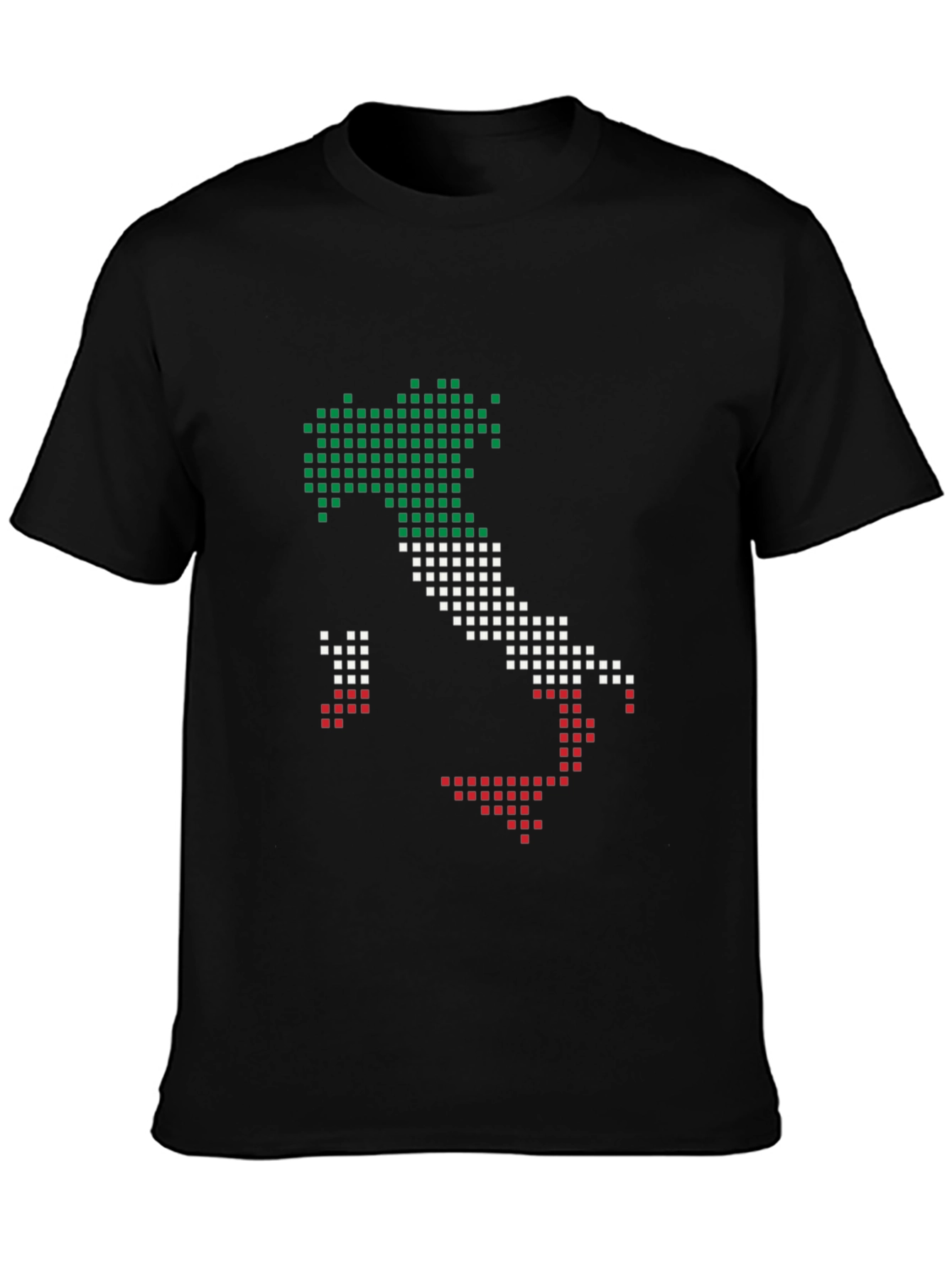 Italy Map Pixel Art T-Shirt - Black