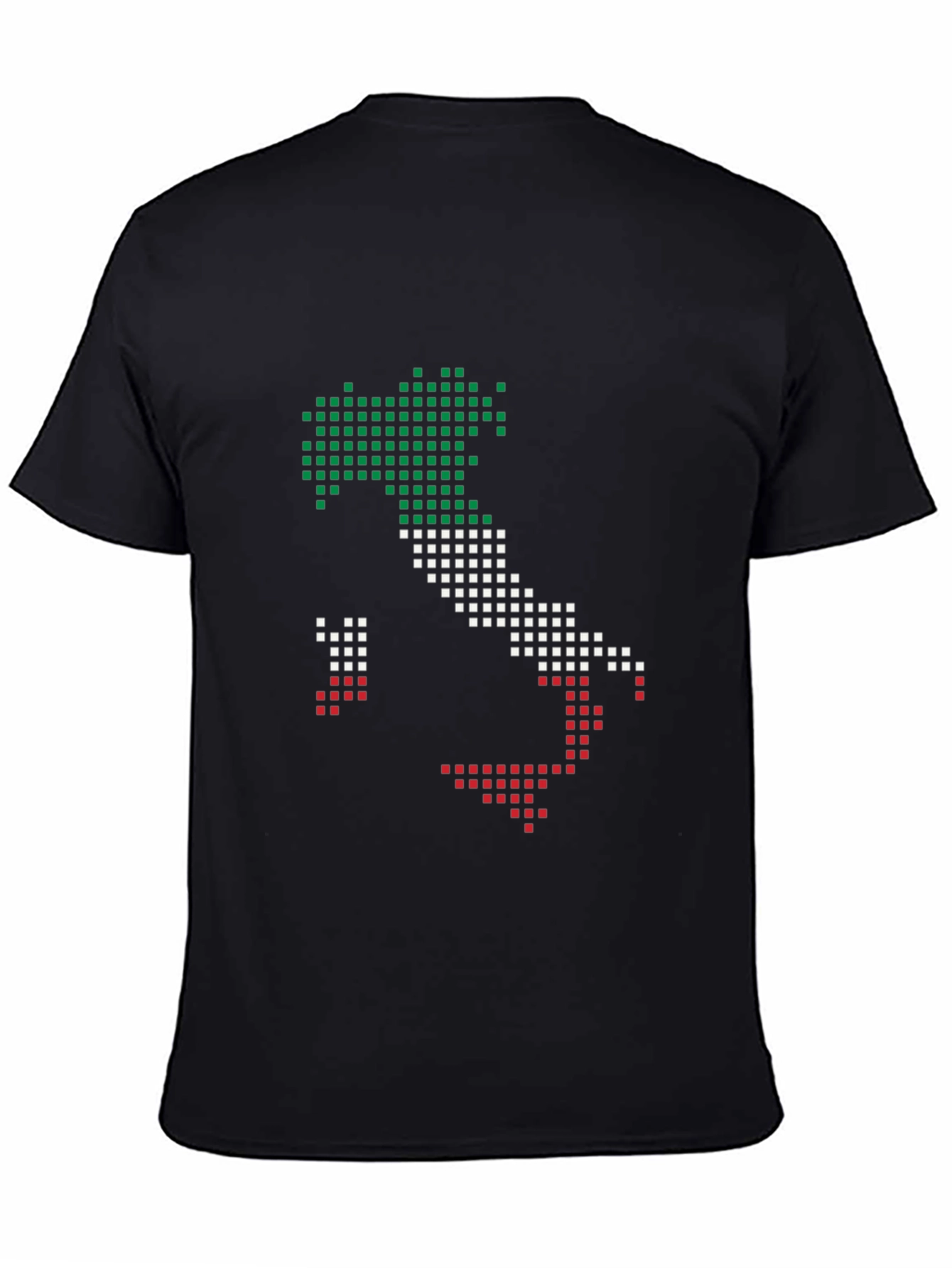 Italy Map Pixel Art T-Shirt - Black