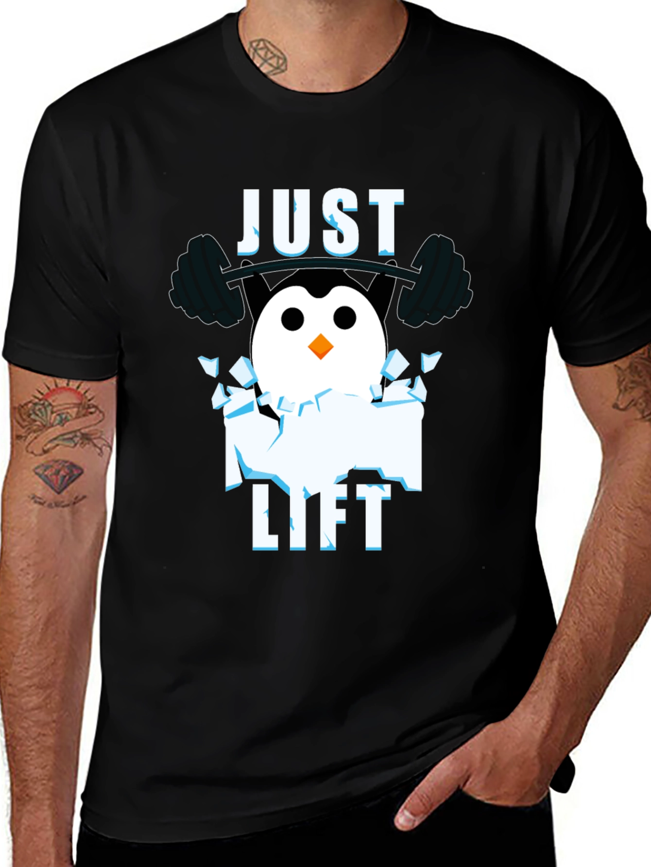 Just Lift Penguin Gym T-Shirt - Black