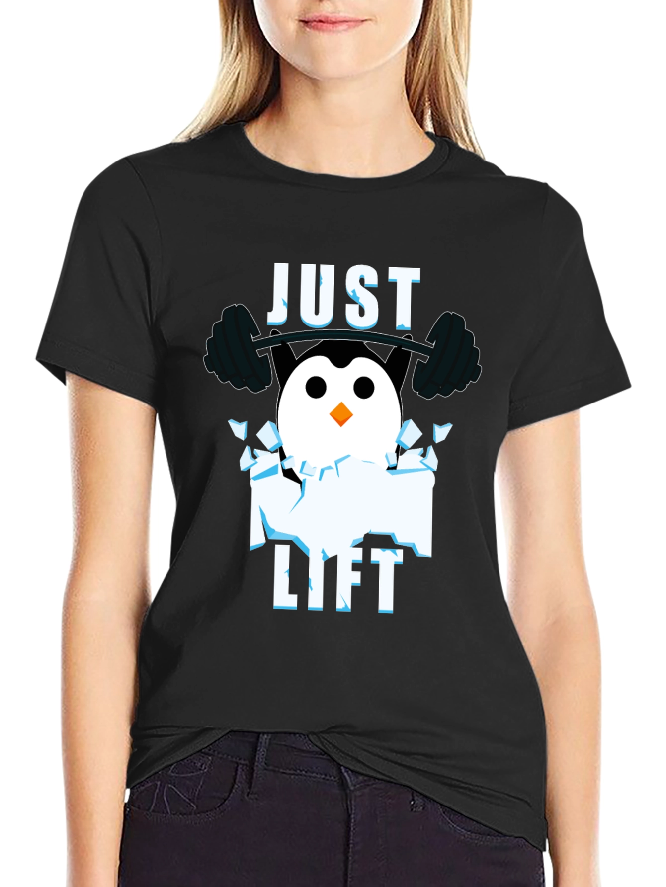 Just Lift Penguin Gym T-Shirt - Black