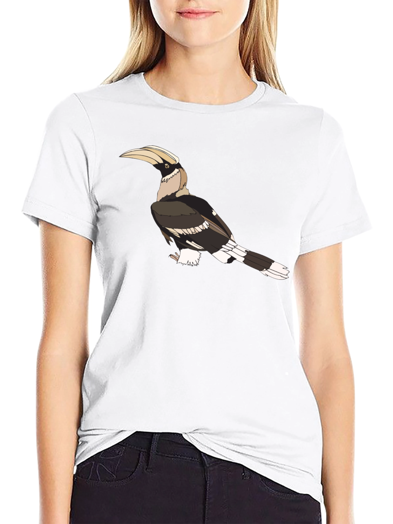 Hornbill Graphic Print Black T-Shirt