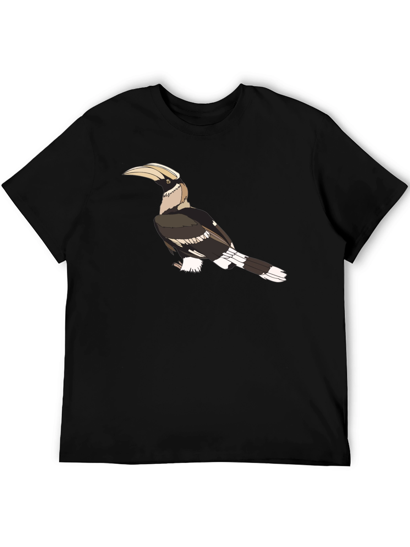 Hornbill Graphic Print Black T-Shirt