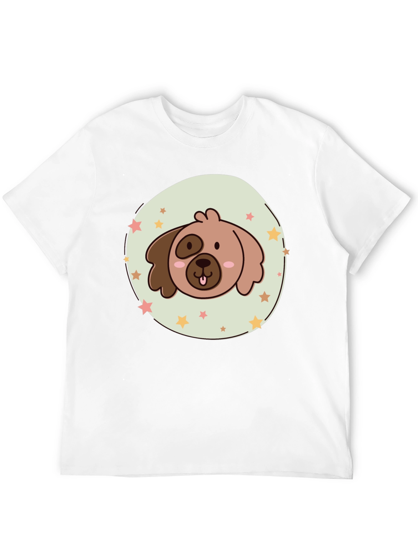 Cute Cartoon Dog Graphic T-Shirt - Black