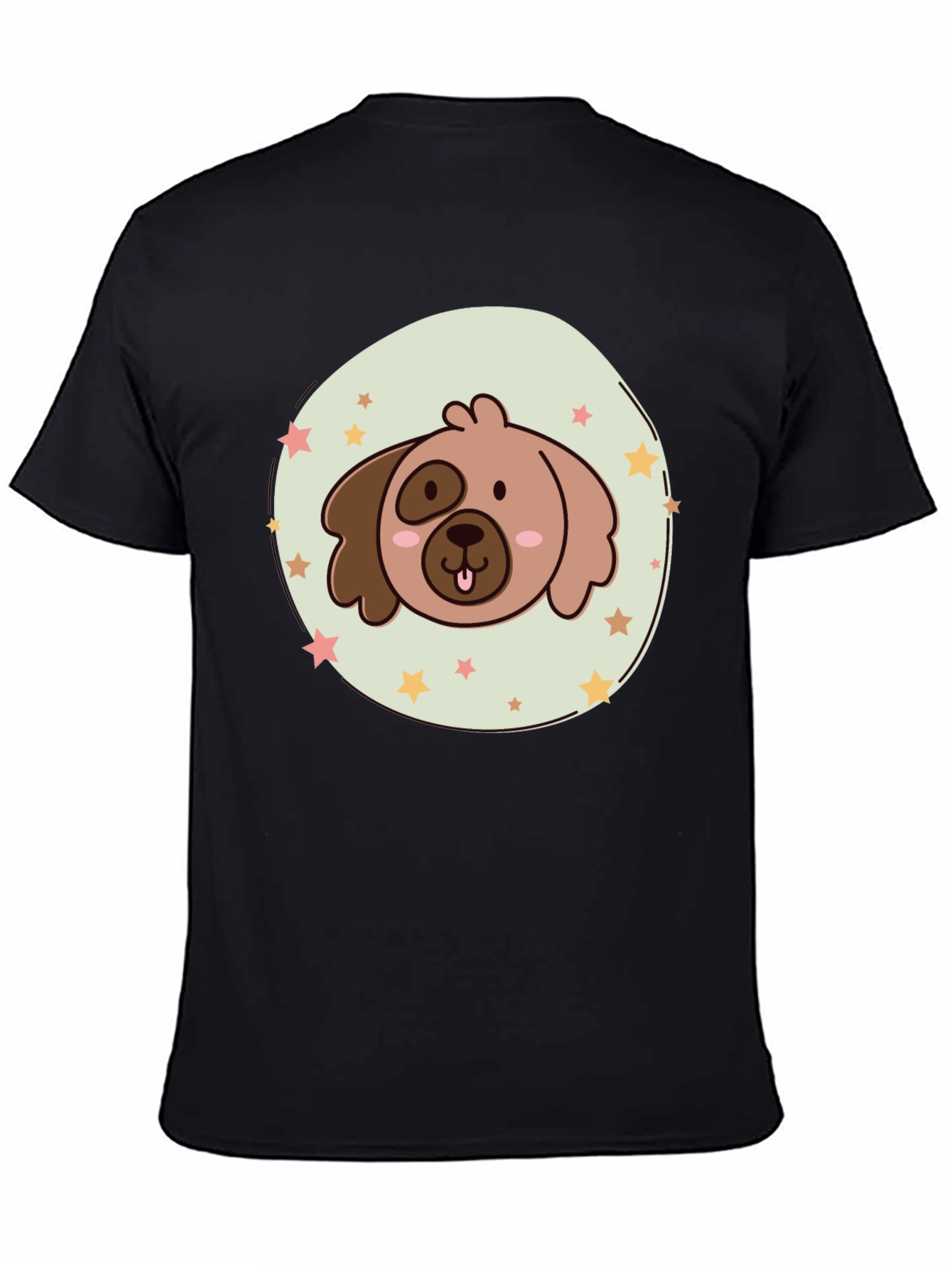 Cute Cartoon Dog Graphic T-Shirt - Black