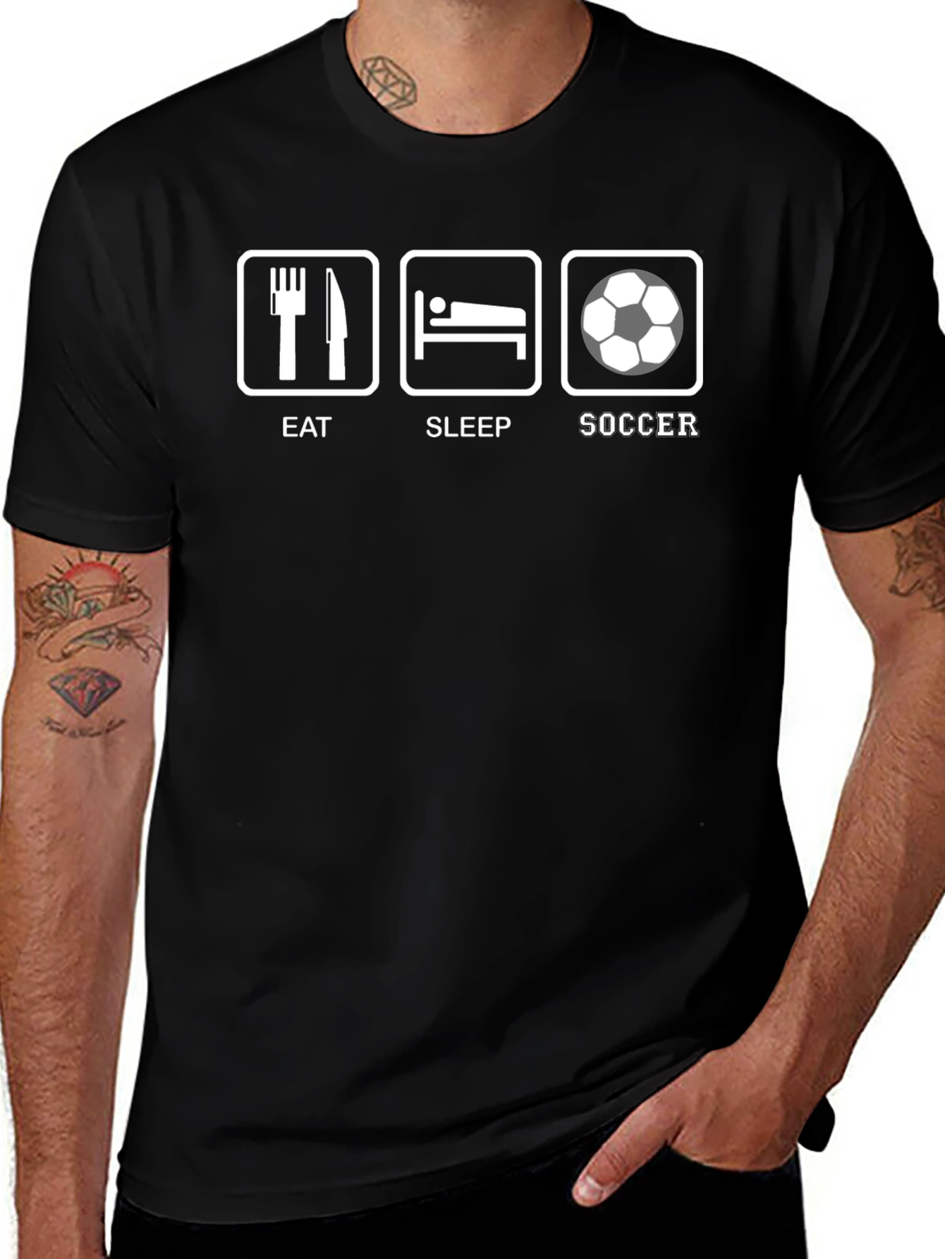 Eat Sleep Soccer T-Shirt - Funny Graphic Tee