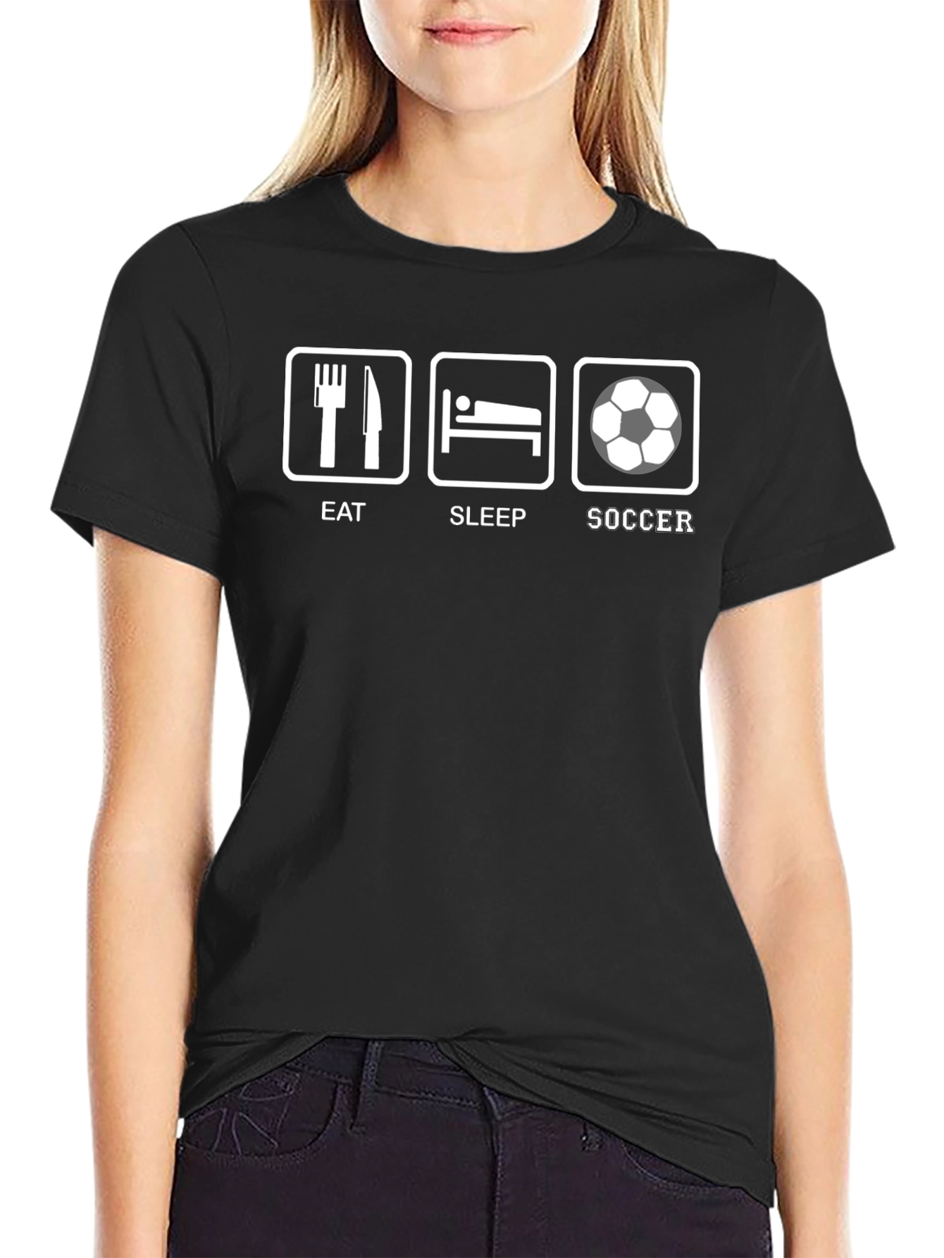 Eat Sleep Soccer T-Shirt - Funny Graphic Tee