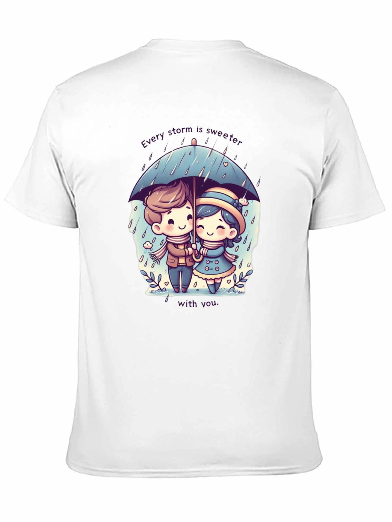 Sweet Storm T-Shirt: Cute Couple in the Rain
