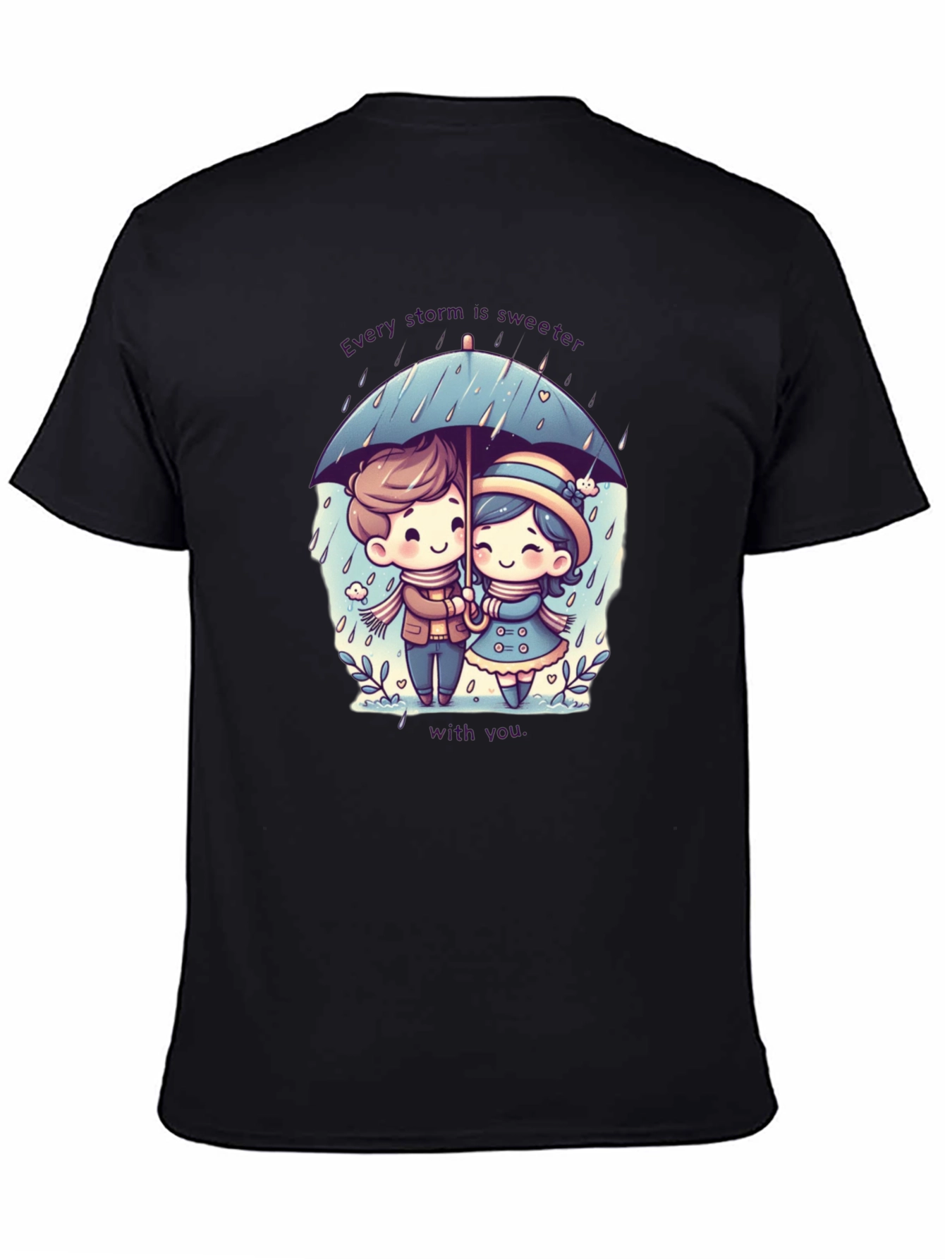 Sweet Storm T-Shirt: Cute Couple in the Rain