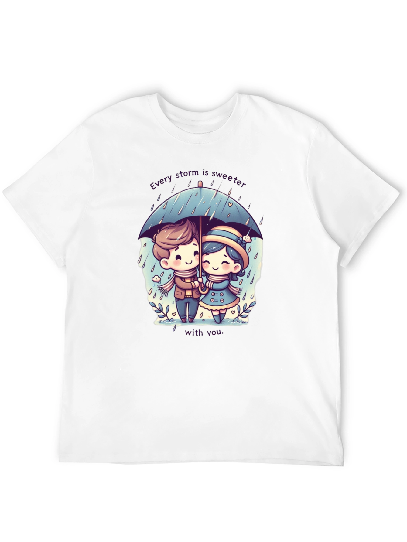 Sweet Storm T-Shirt: Cute Couple in the Rain