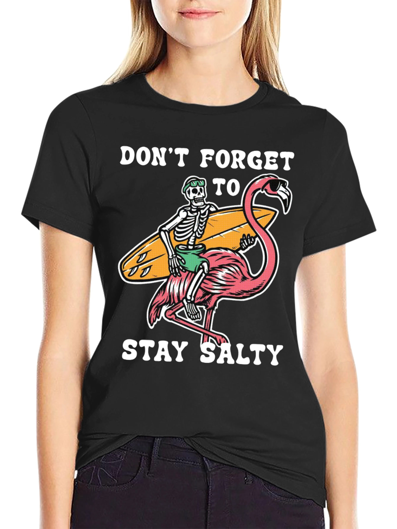 Salty Skeleton Flamingo Graphic Tee