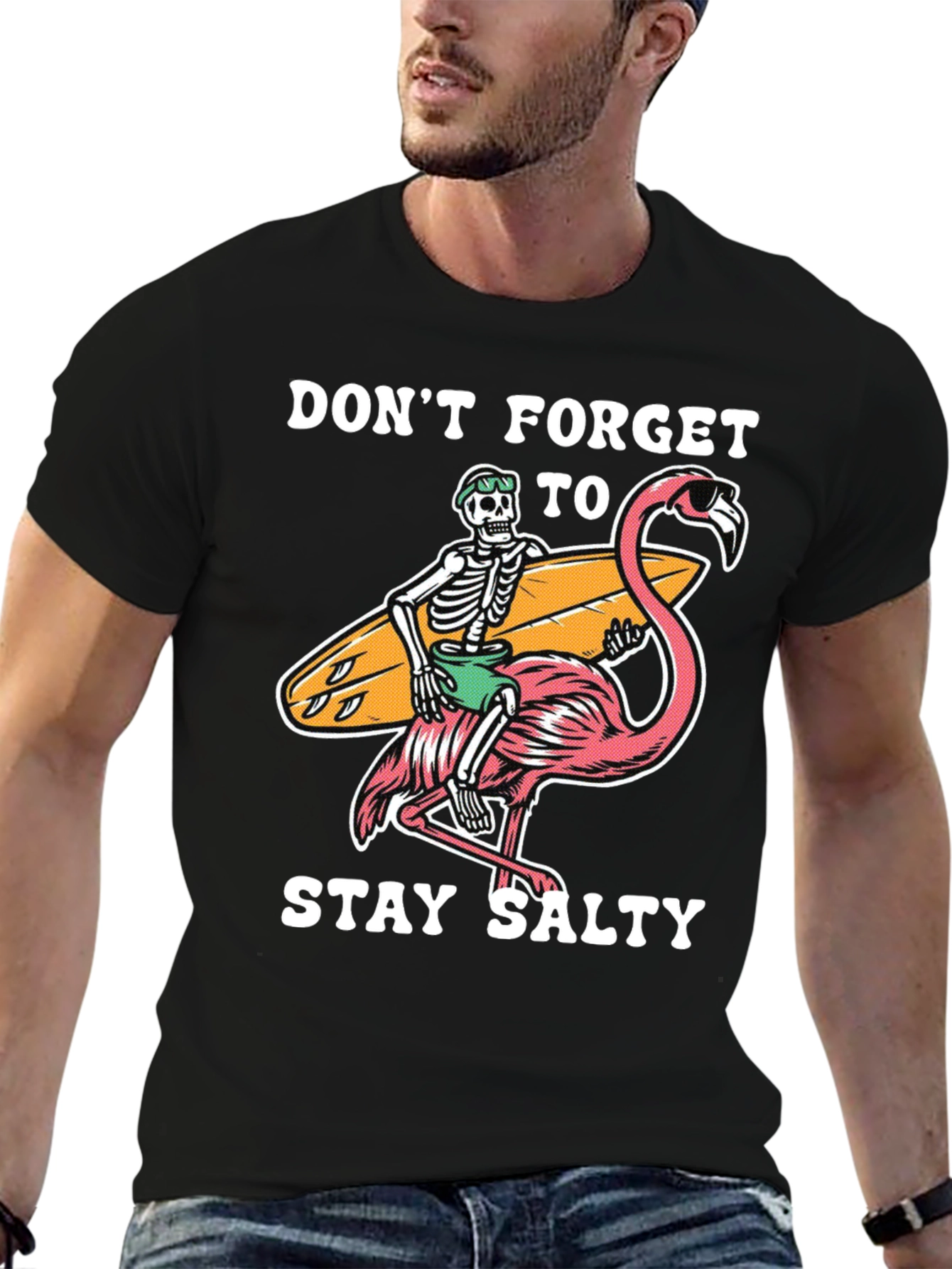 Salty Skeleton Flamingo Graphic Tee