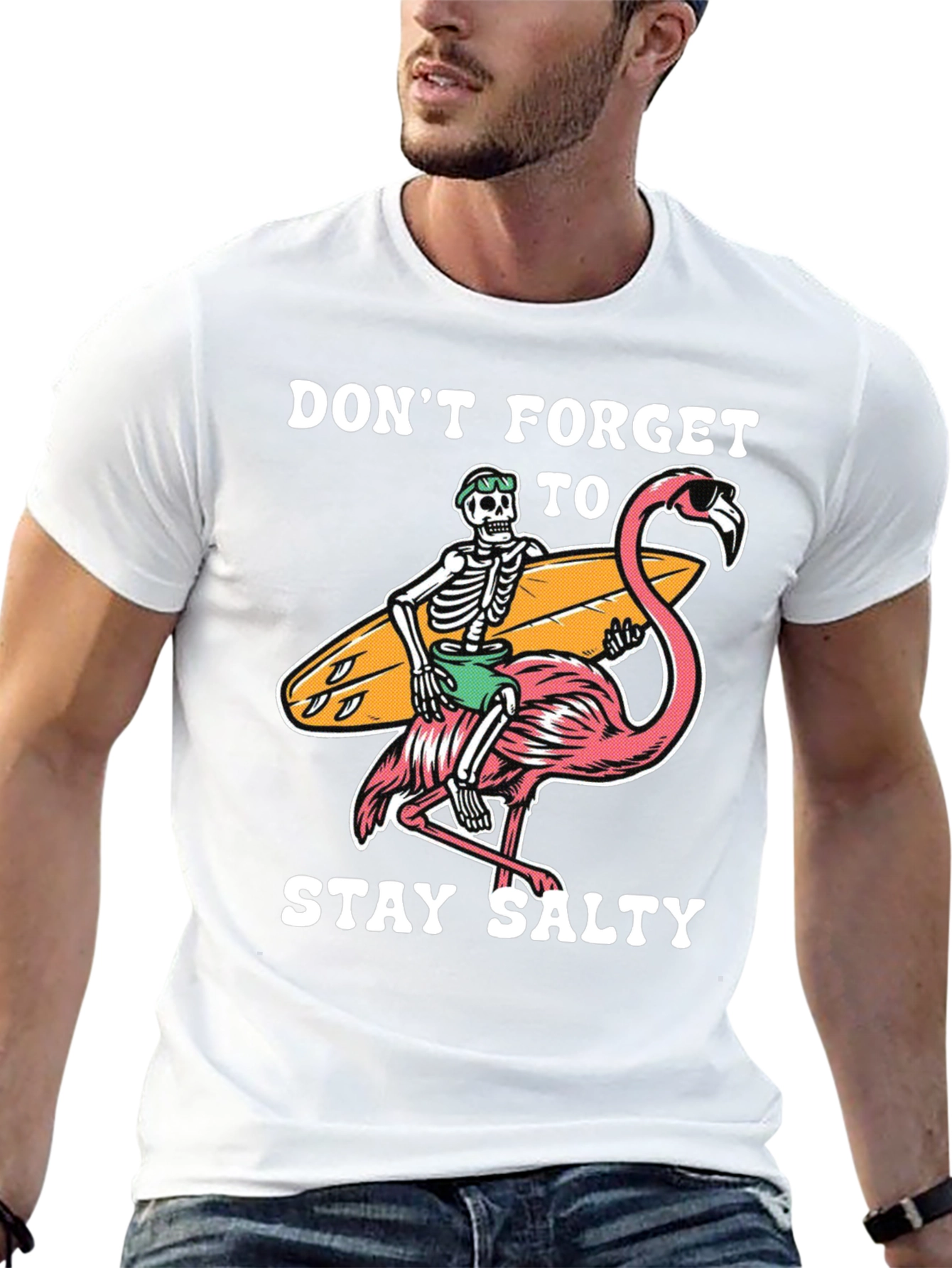 Salty Skeleton Flamingo Graphic Tee