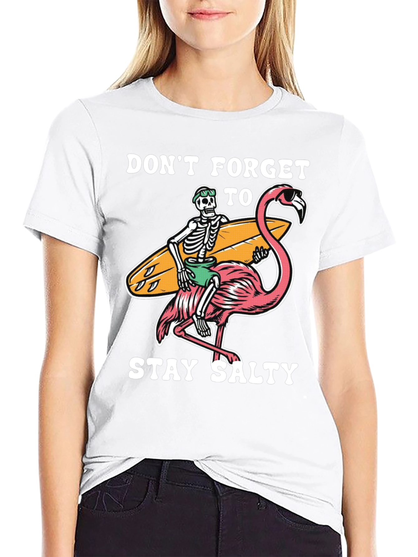 Salty Skeleton Flamingo Graphic Tee
