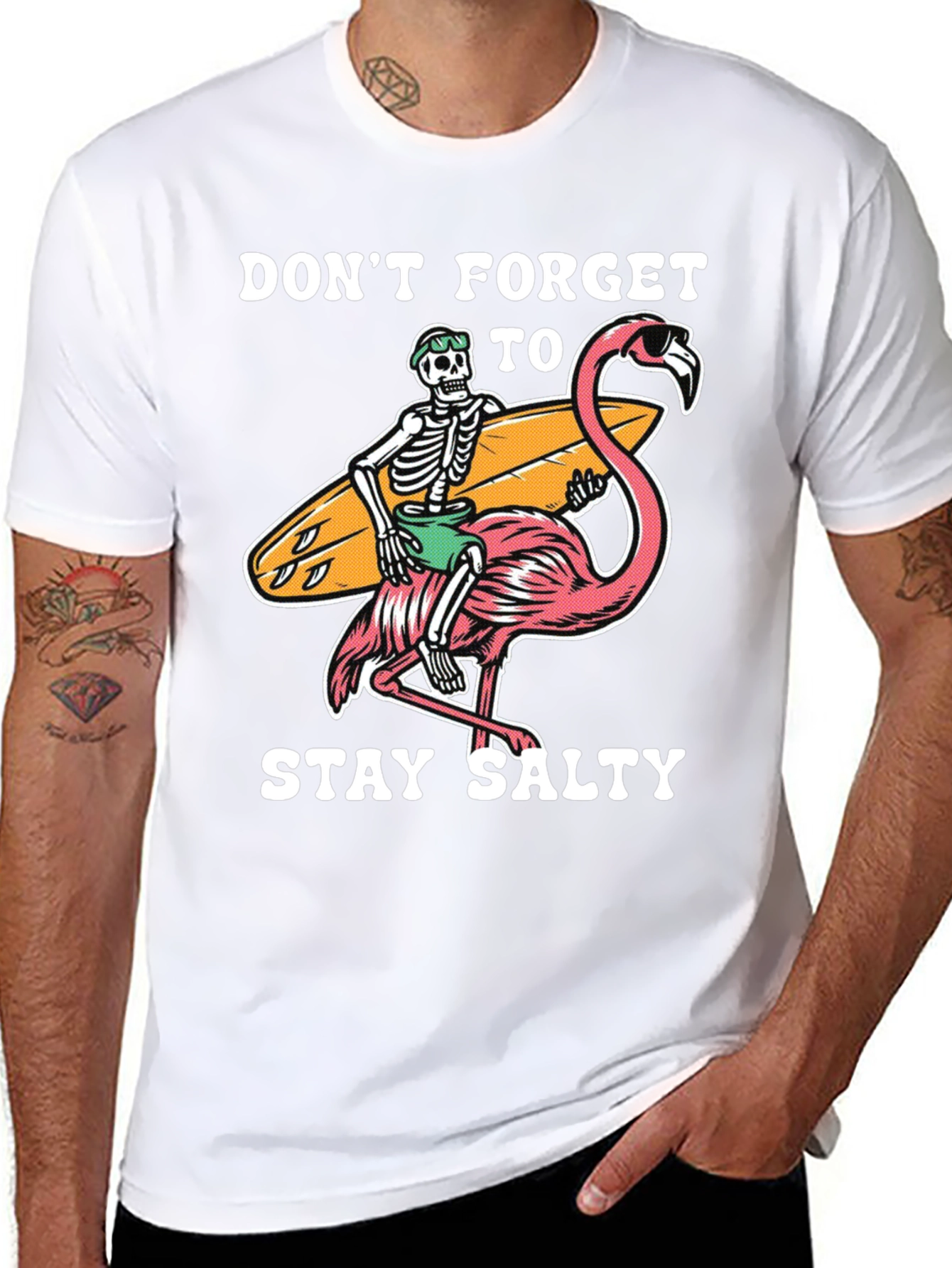 Salty Skeleton Flamingo Graphic Tee