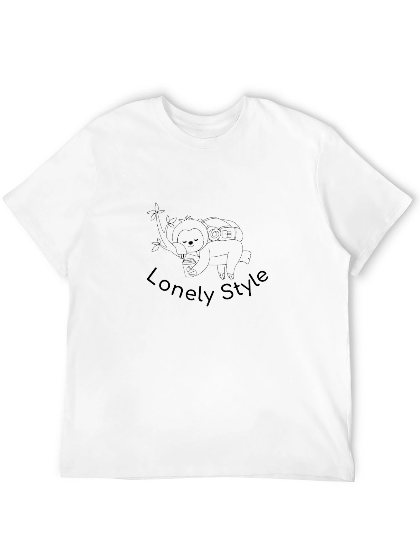 Lonely Style Sloth Graphic Tee - Black