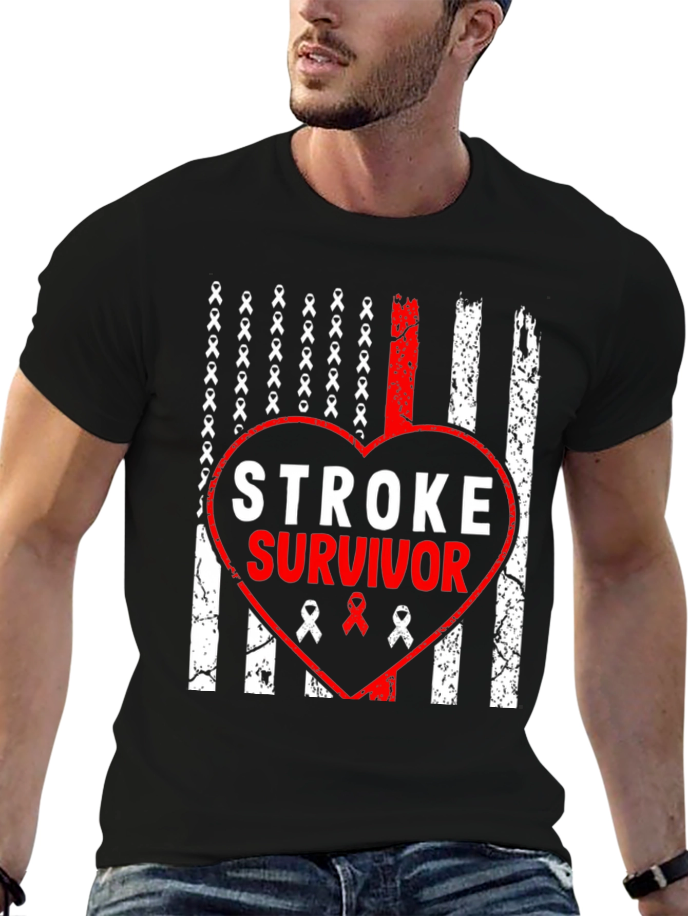 Stroke Survivor Flag Heart T-Shirt