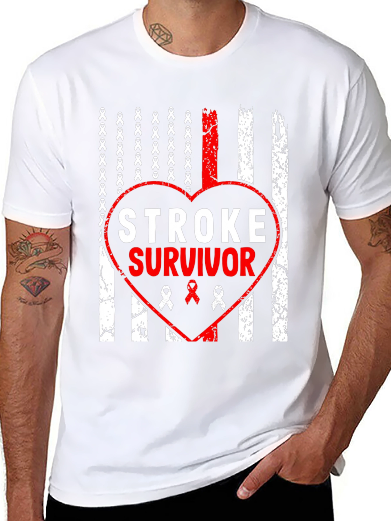 Stroke Survivor Flag Heart T-Shirt