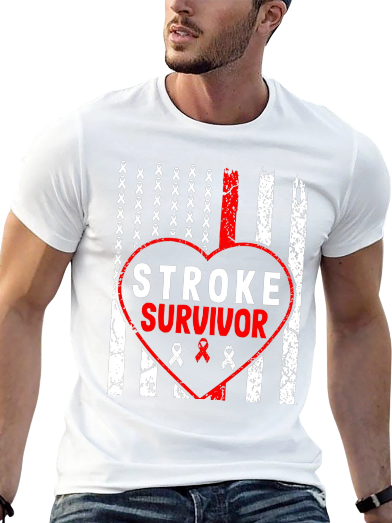 Stroke Survivor Flag Heart T-Shirt