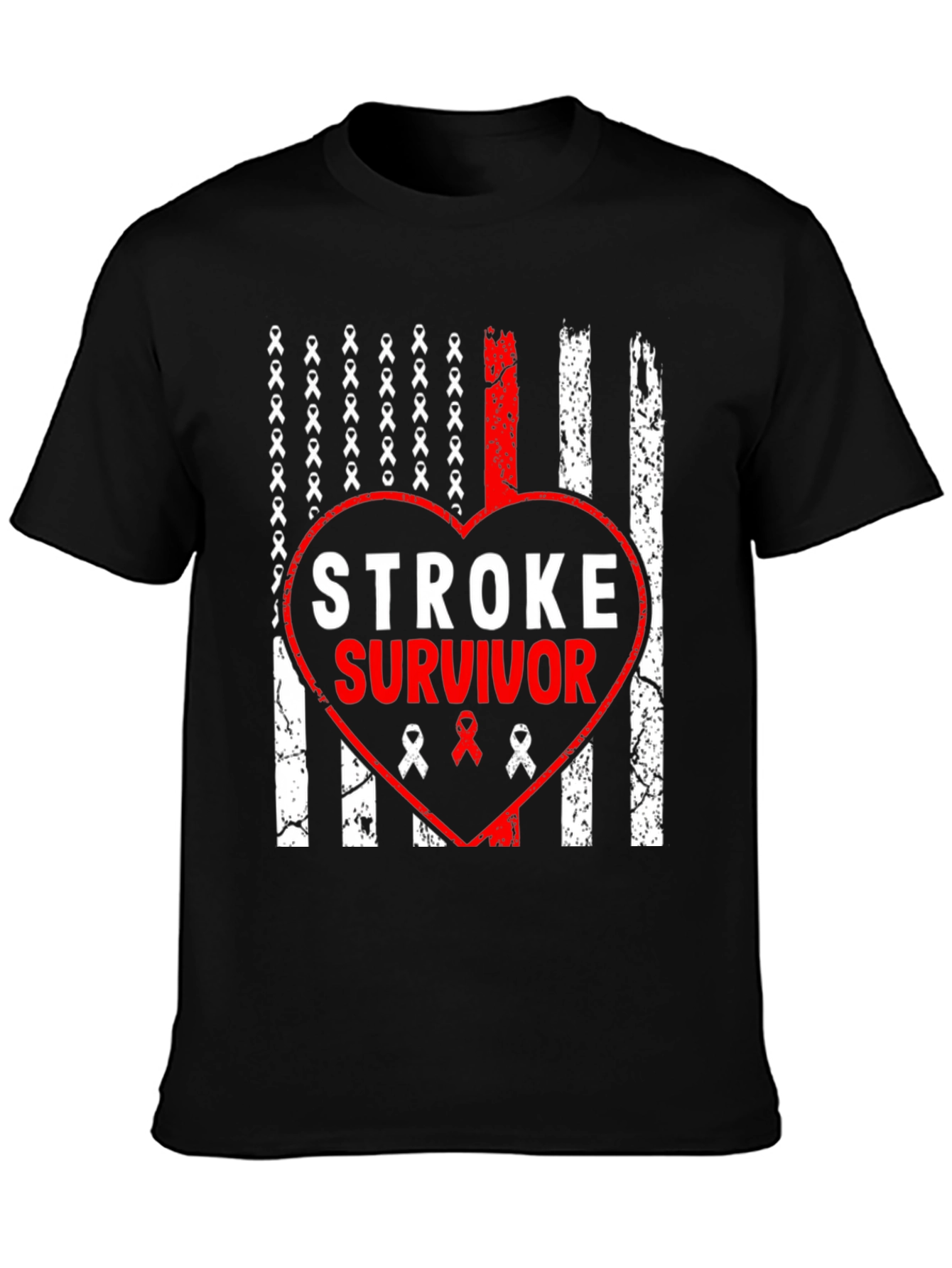 Stroke Survivor Flag Heart T-Shirt