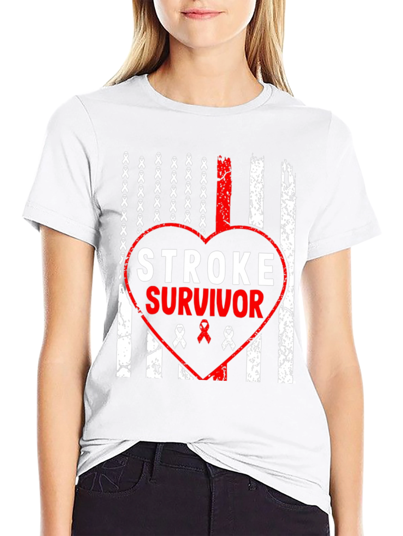 Stroke Survivor Flag Heart T-Shirt