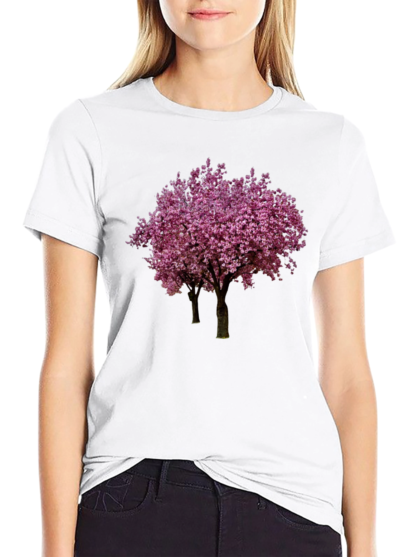 Floral Tree Graphic Black T-Shirt
