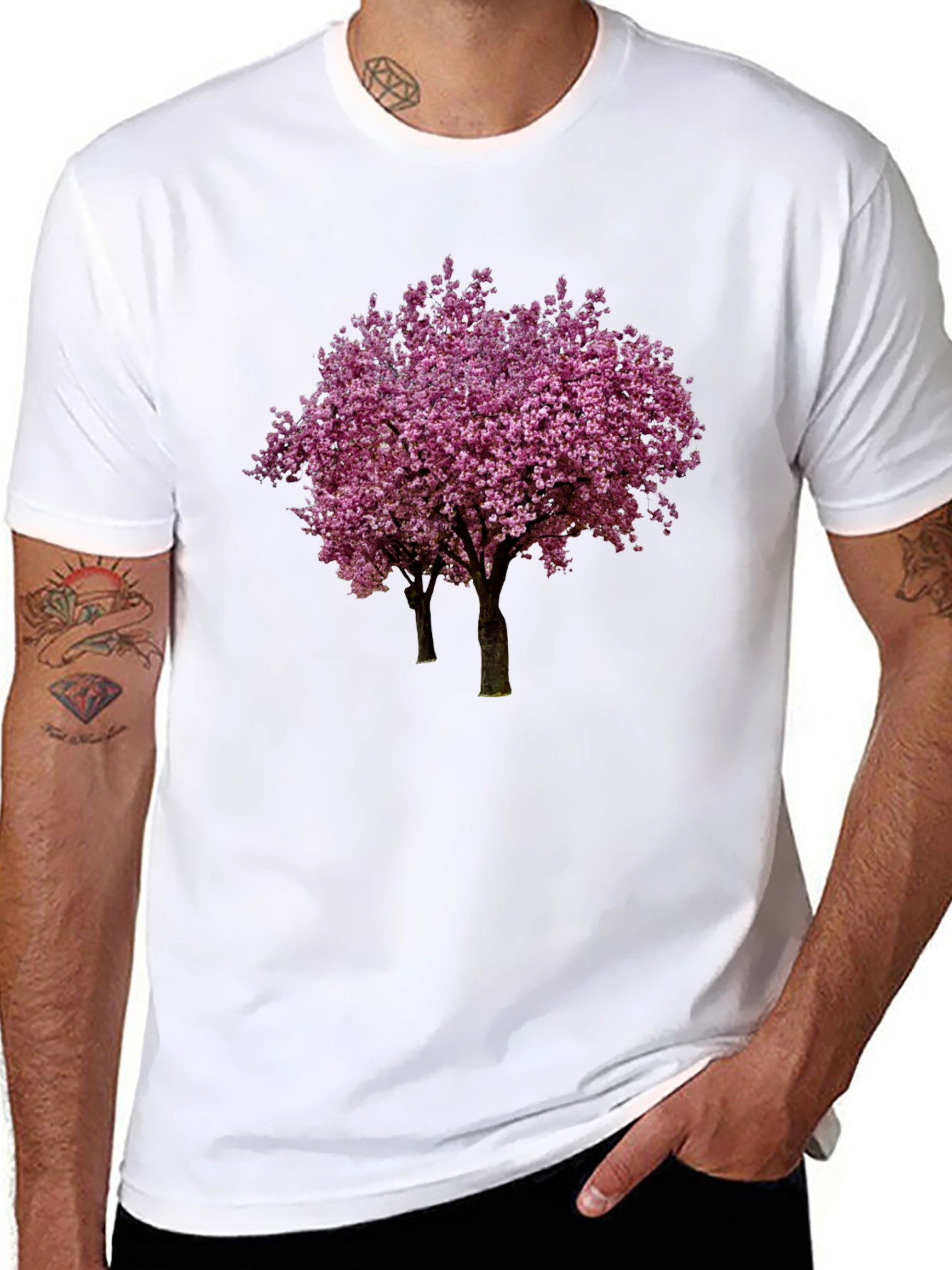 Floral Tree Graphic Black T-Shirt