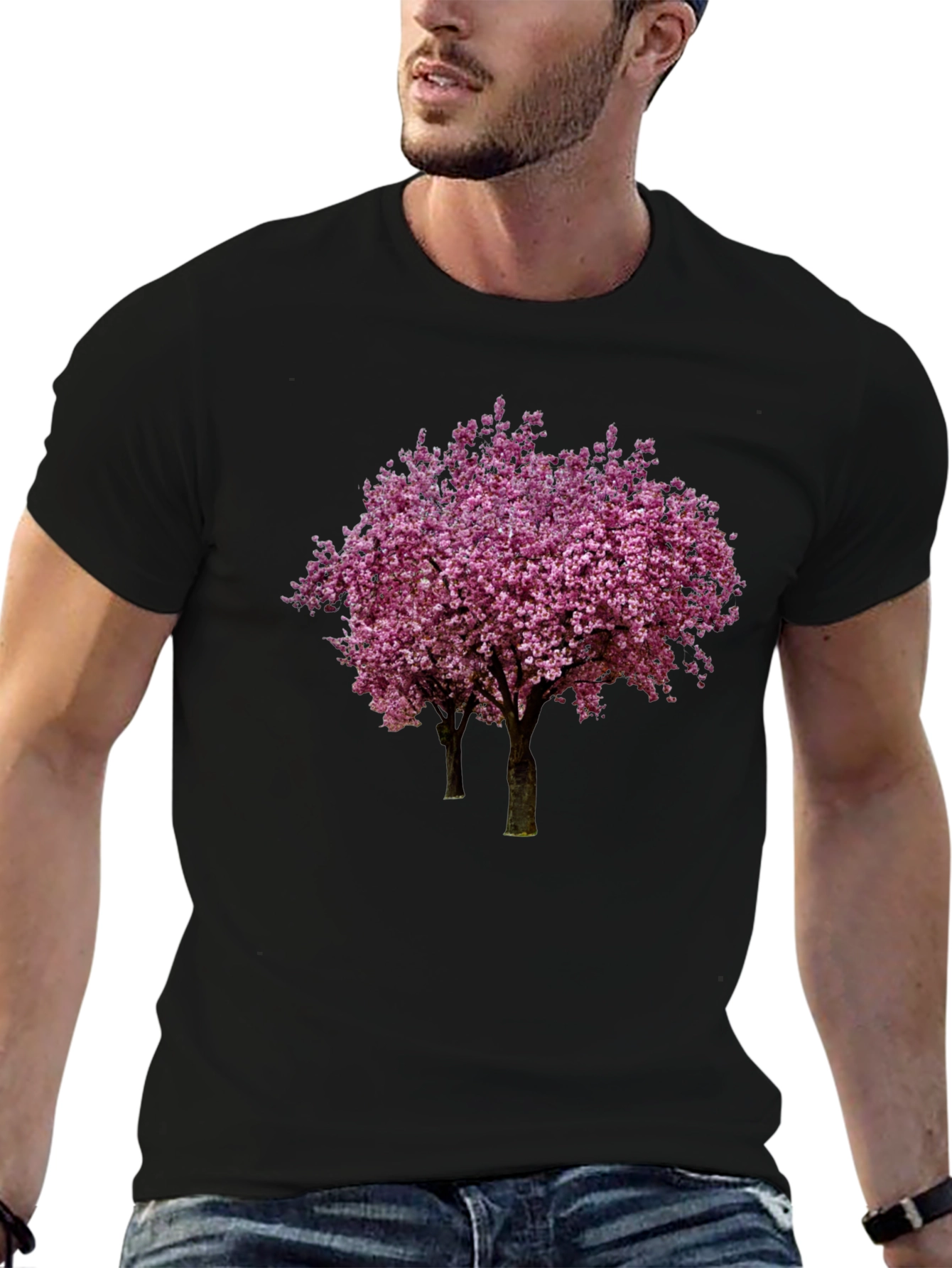 Floral Tree Graphic Black T-Shirt
