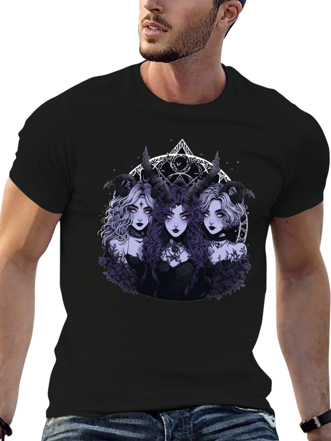 Gothic Horned Goddess Graphic T-Shirt