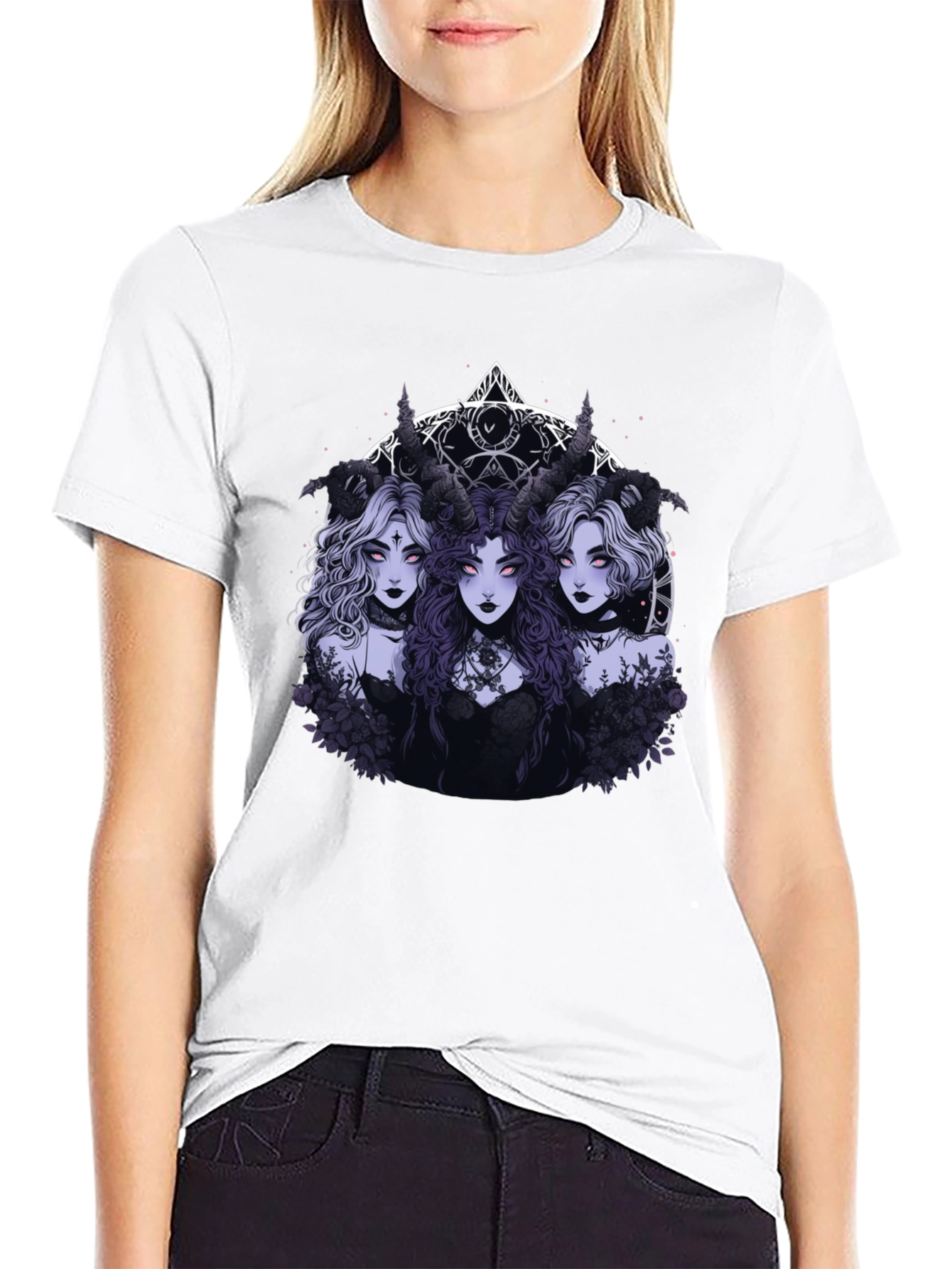 Gothic Horned Goddess Graphic T-Shirt