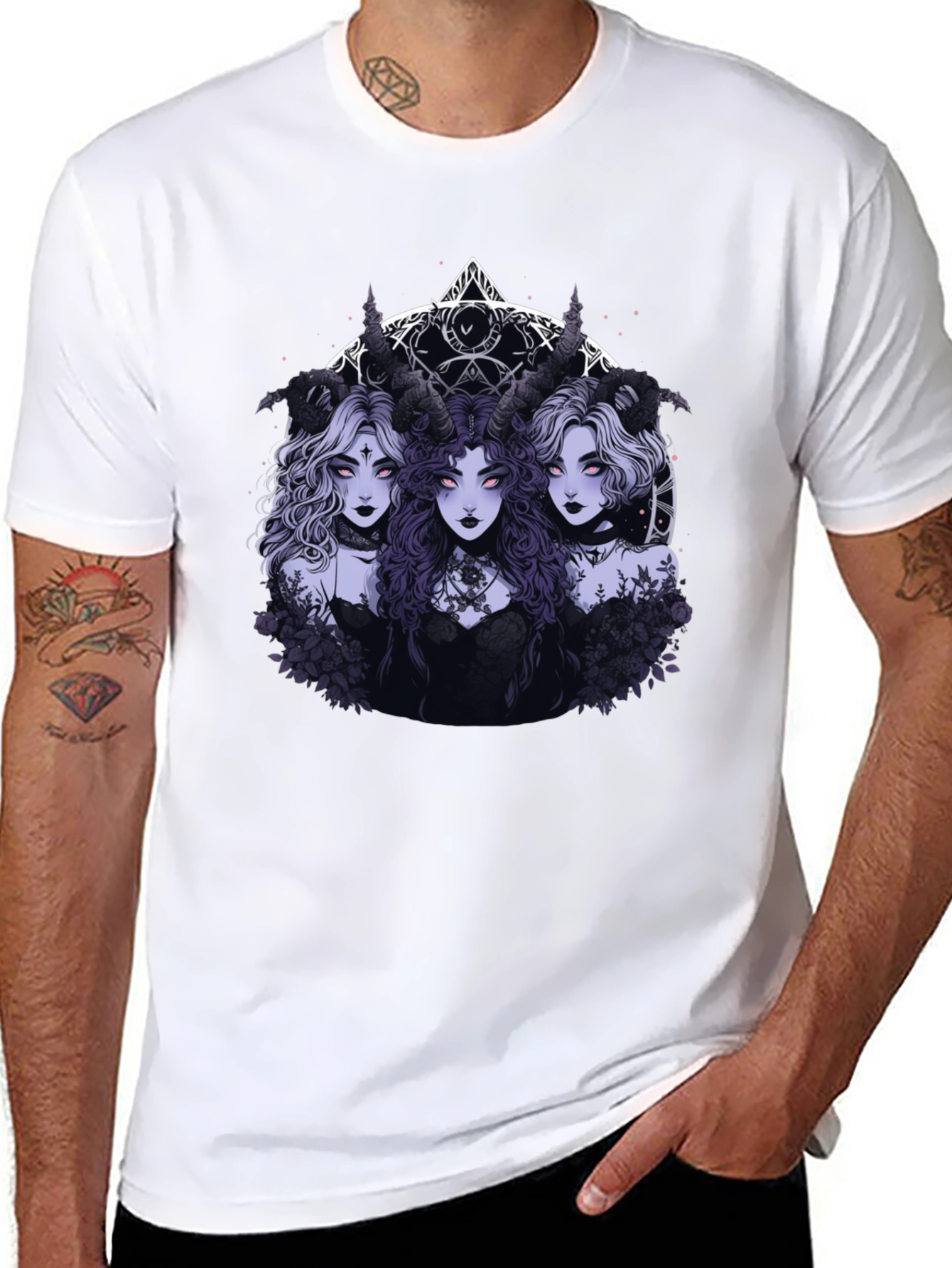 Gothic Horned Goddess Graphic T-Shirt