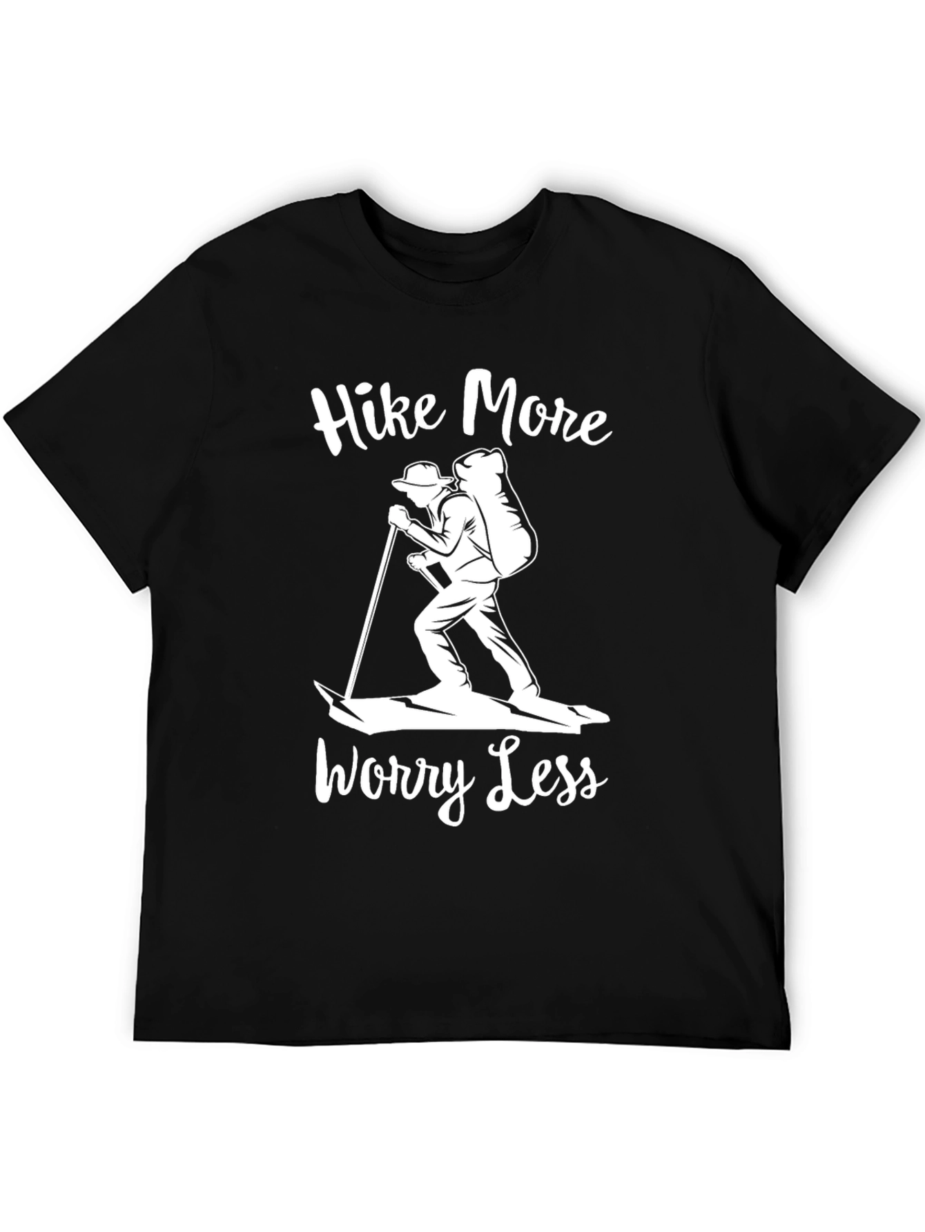 Hike More Worry Less Black Graphic T-Shirt