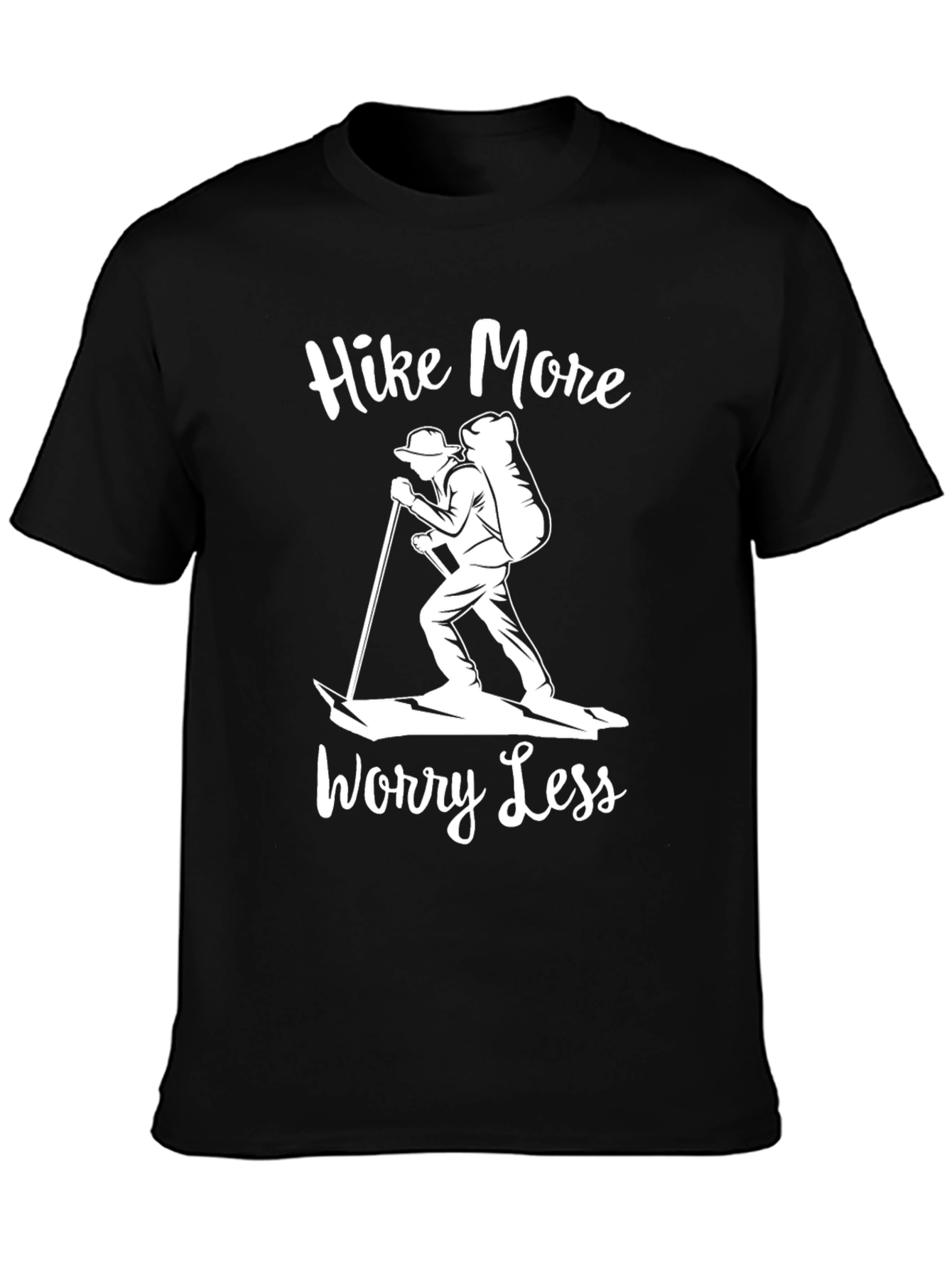Hike More Worry Less Black Graphic T-Shirt