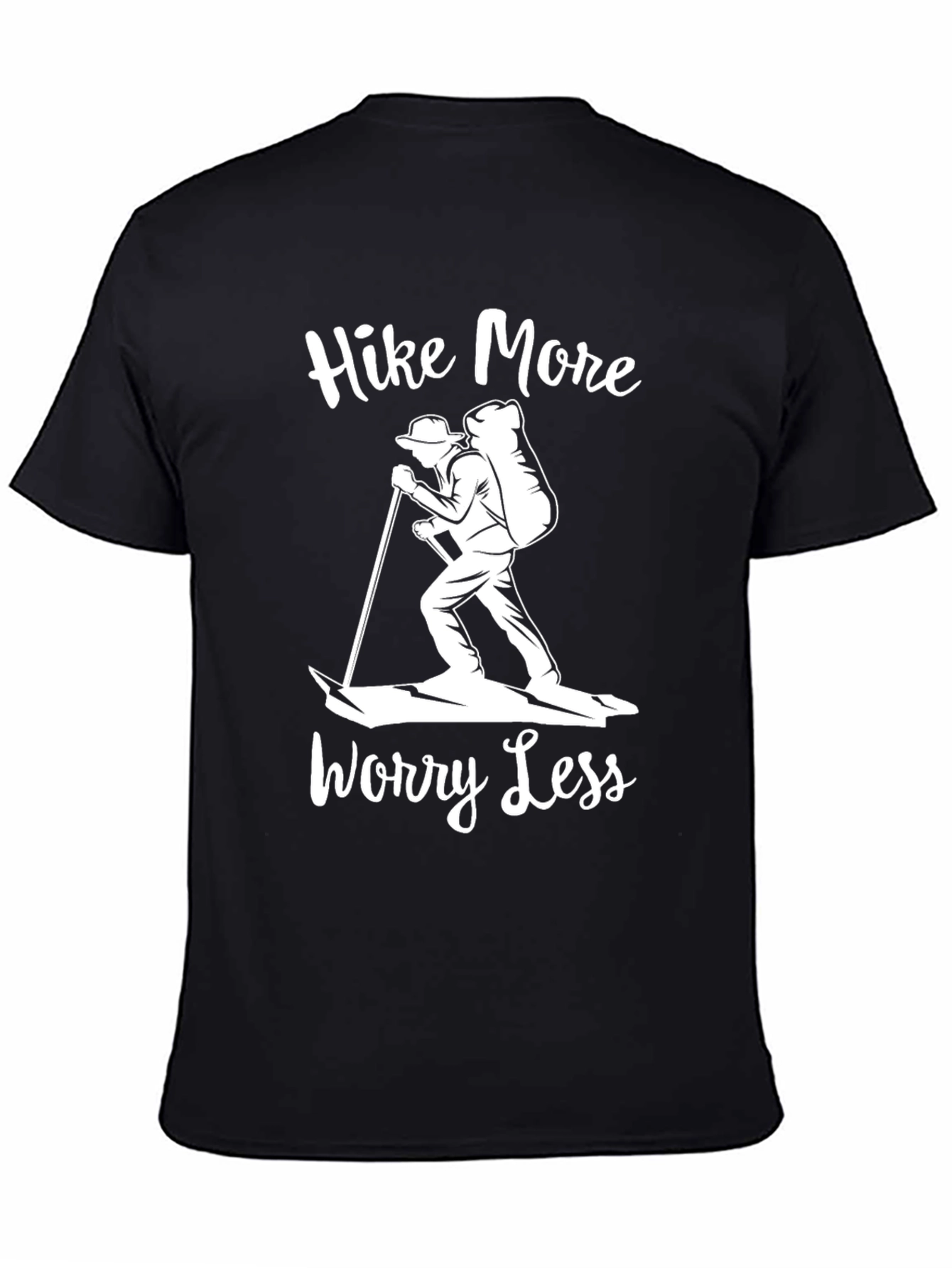 Hike More Worry Less Black Graphic T-Shirt