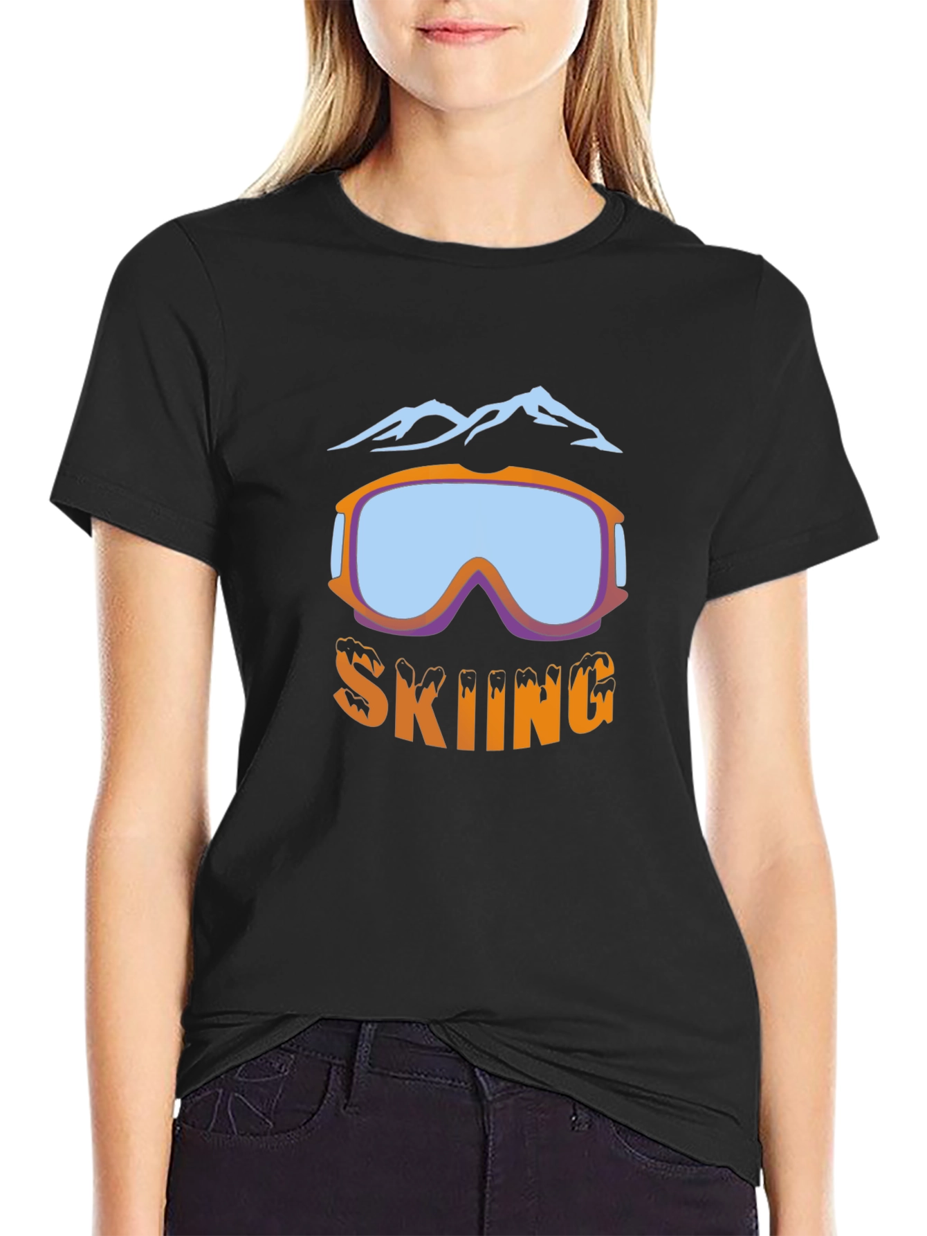 Skiing Goggles Graphic T-Shirt - Black