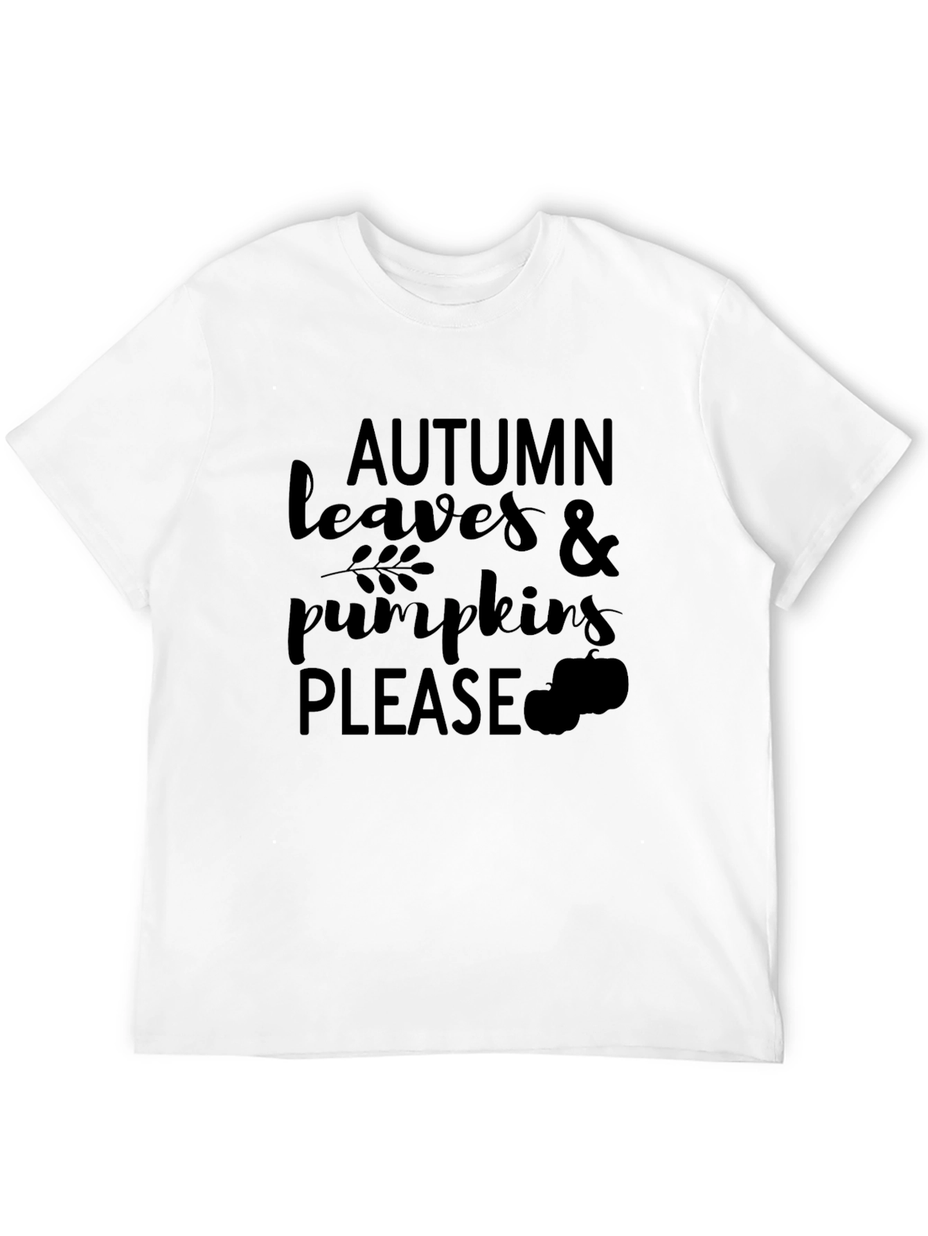 Autumn Leaves & Pumpkins Please Black T-Shirt