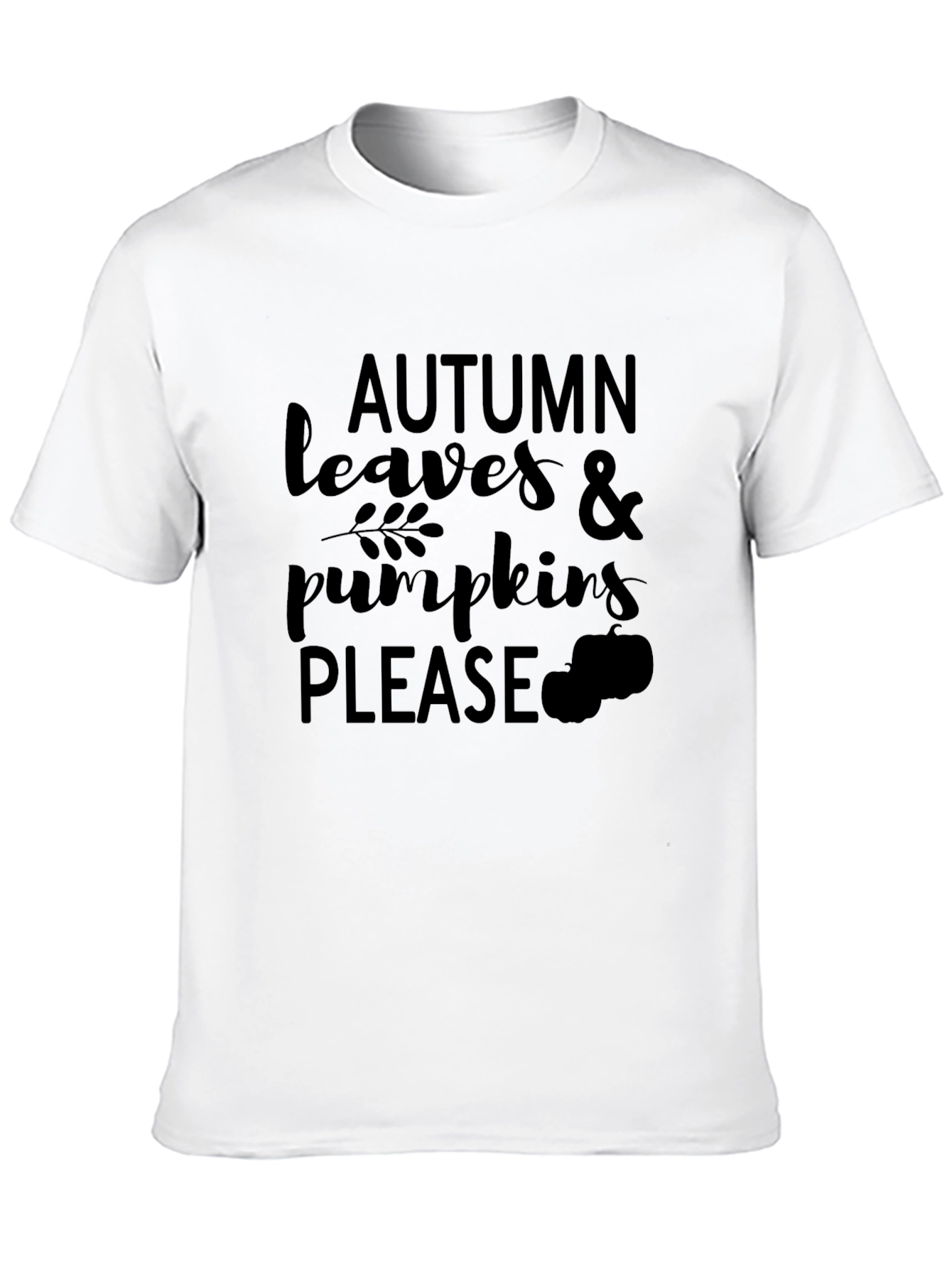 Autumn Leaves & Pumpkins Please Black T-Shirt