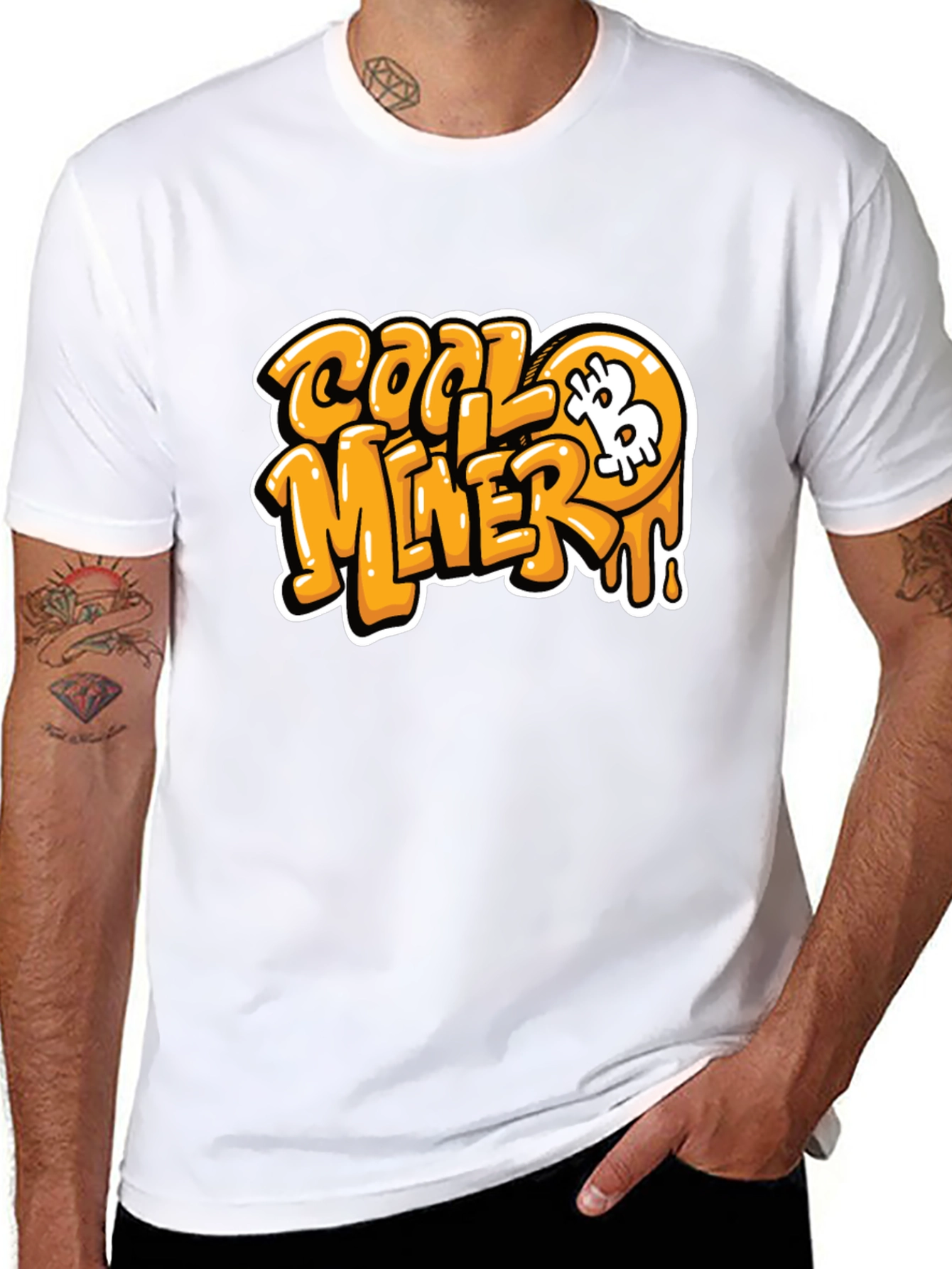 Cool Miner Bitcoin Black Graphic T-Shirt